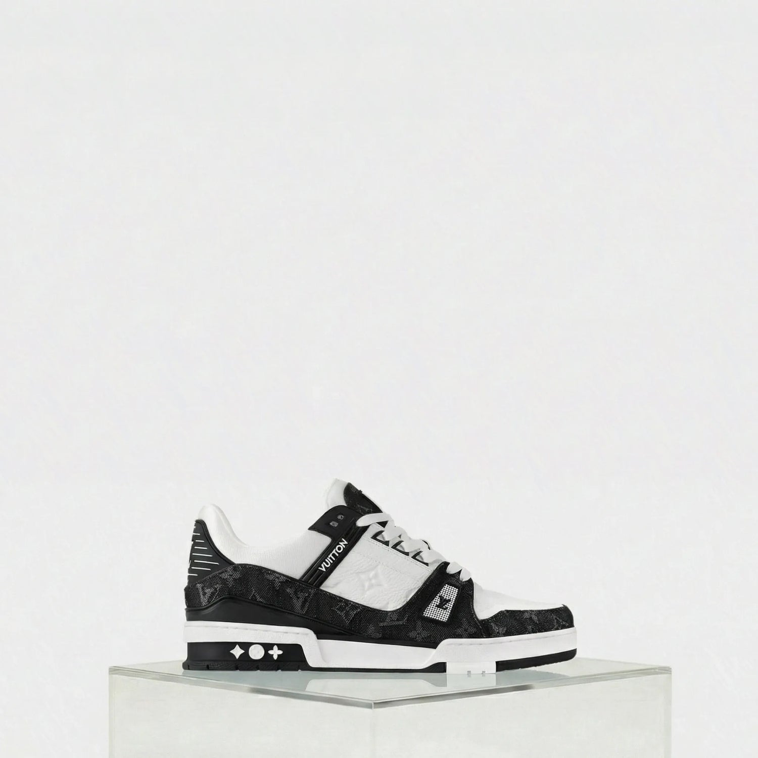 Louis Vuitton LV Trainers Monogram Denim and Monogram Calf Leather, Black, Side