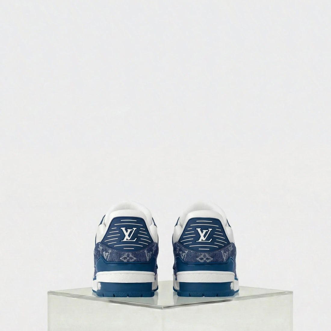 Louis Vuitton LV Trainers Monogram Denim and Monogram Calf Leather, Blue, Back