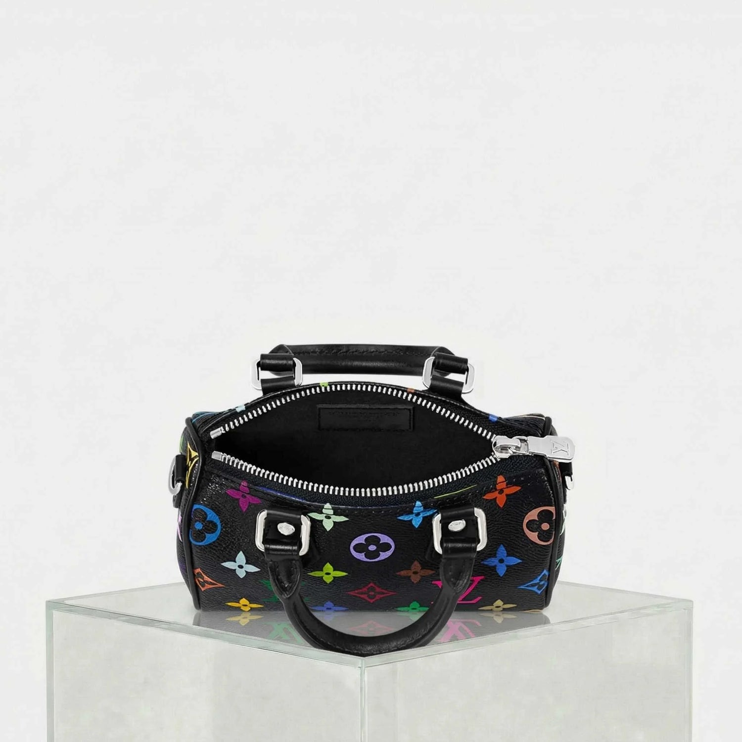 Louis Vuitton LV x TM Nano Speedy Handbag, Black, Inside