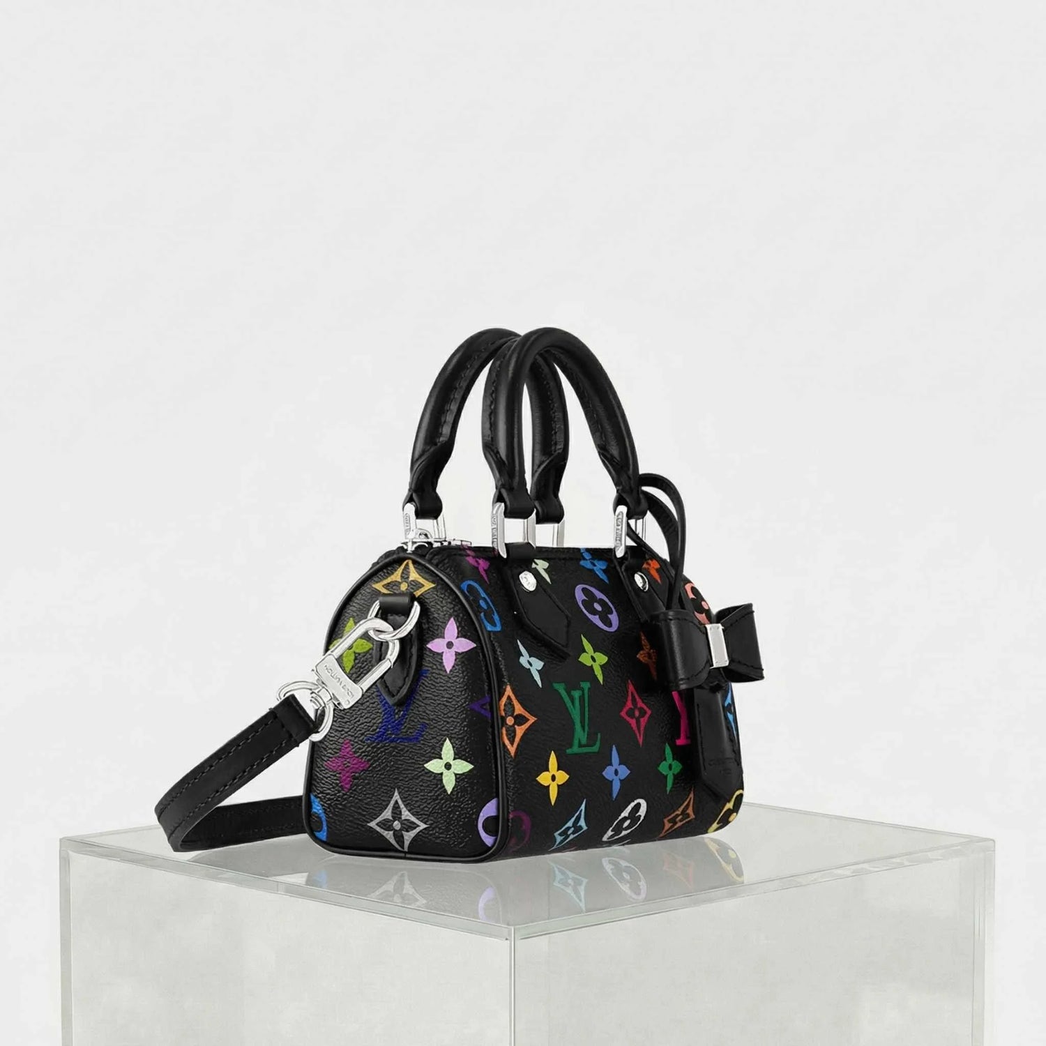 Louis Vuitton LV x TM Nano Speedy Handbag, Black, Side