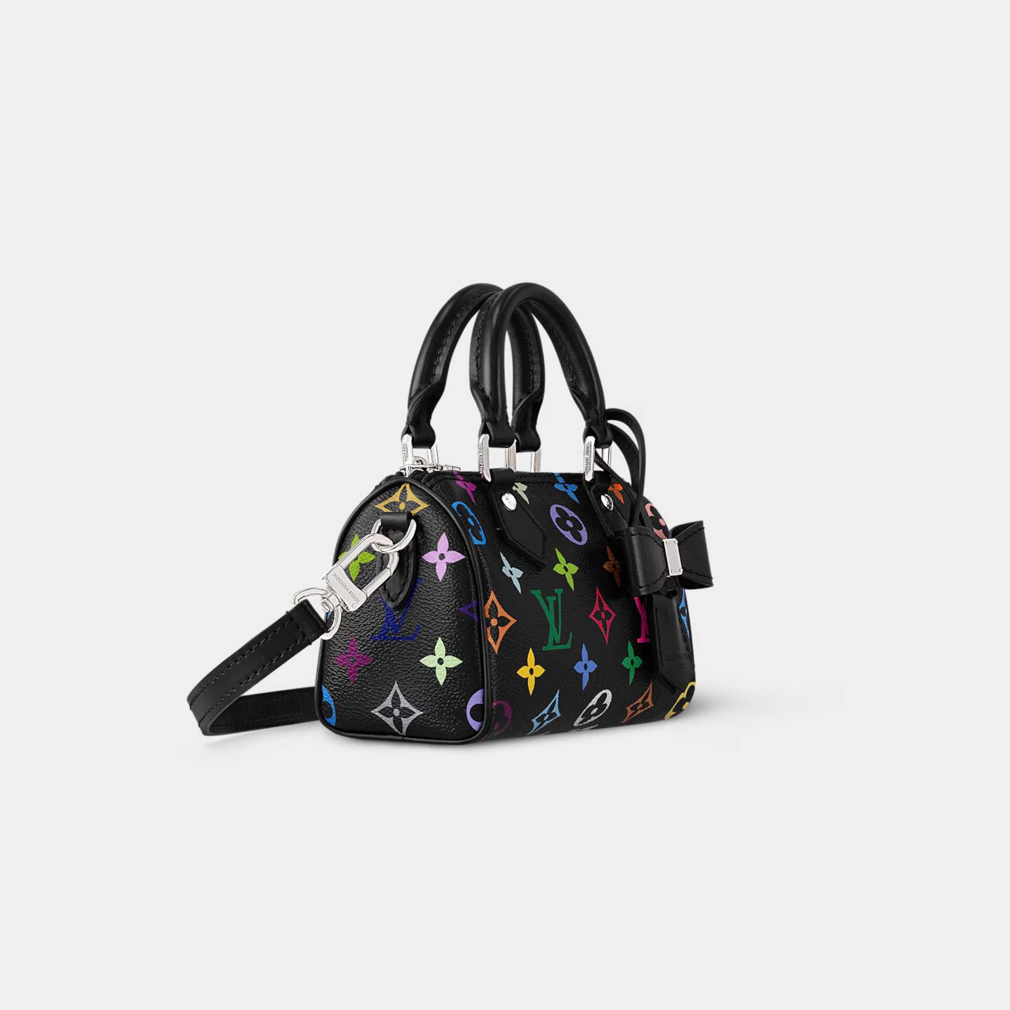 Louis Vuitton LV x TM Nano Speedy Handbag, Side, Black