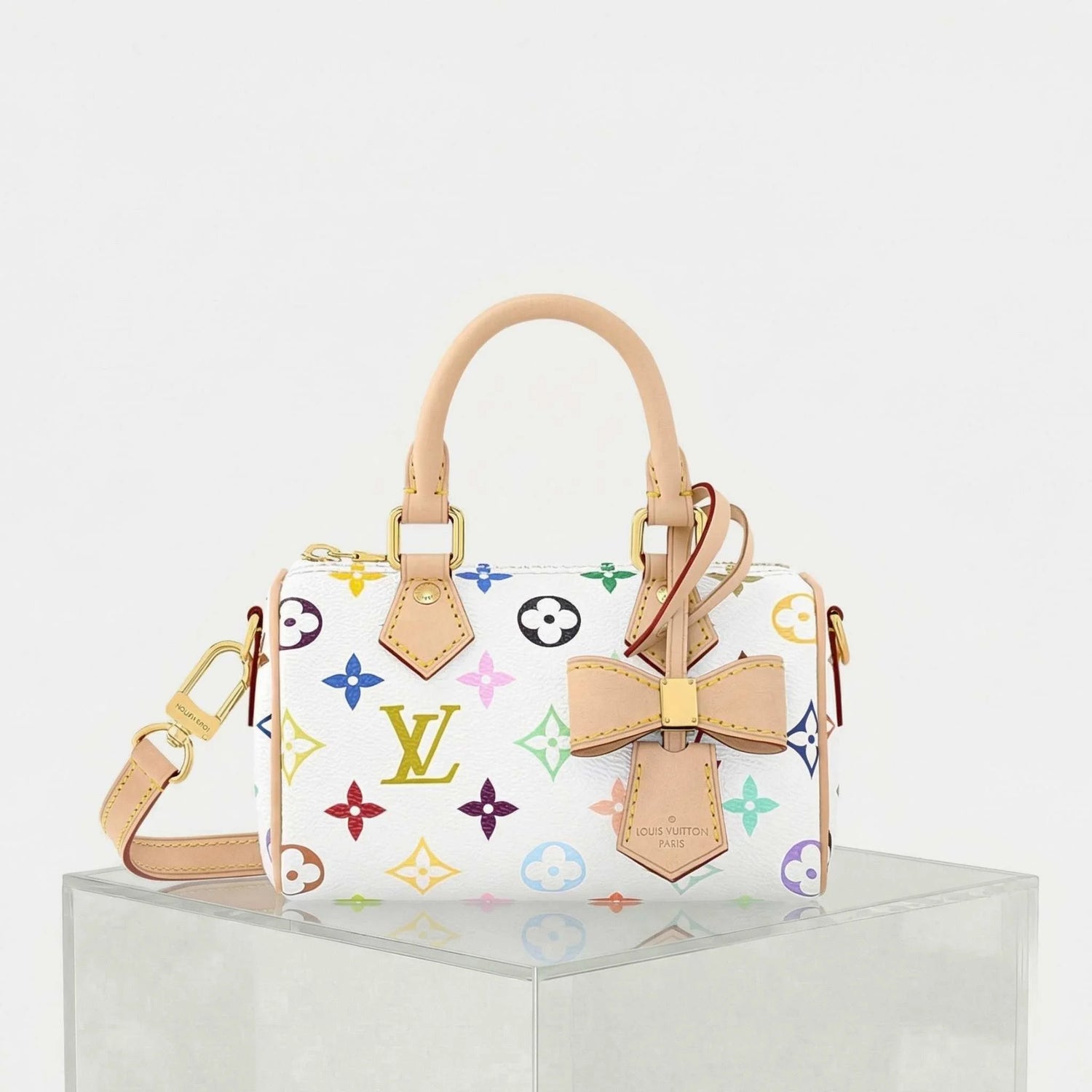 Louis Vuitton LV x TM Nano Speedy Handbag, White, Front