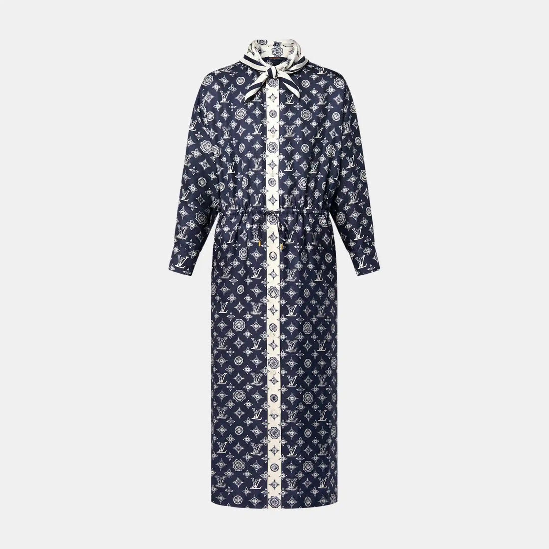 Louis Vuitton Monogram Silk Dress Navy, Front
