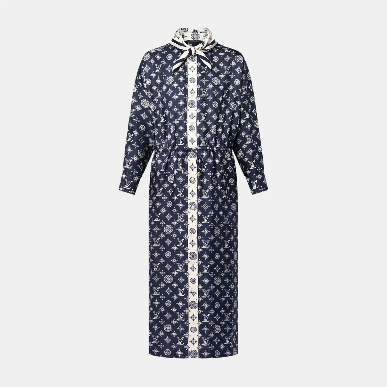 Louis Vuitton Monogram Silk Dress Navy, Front