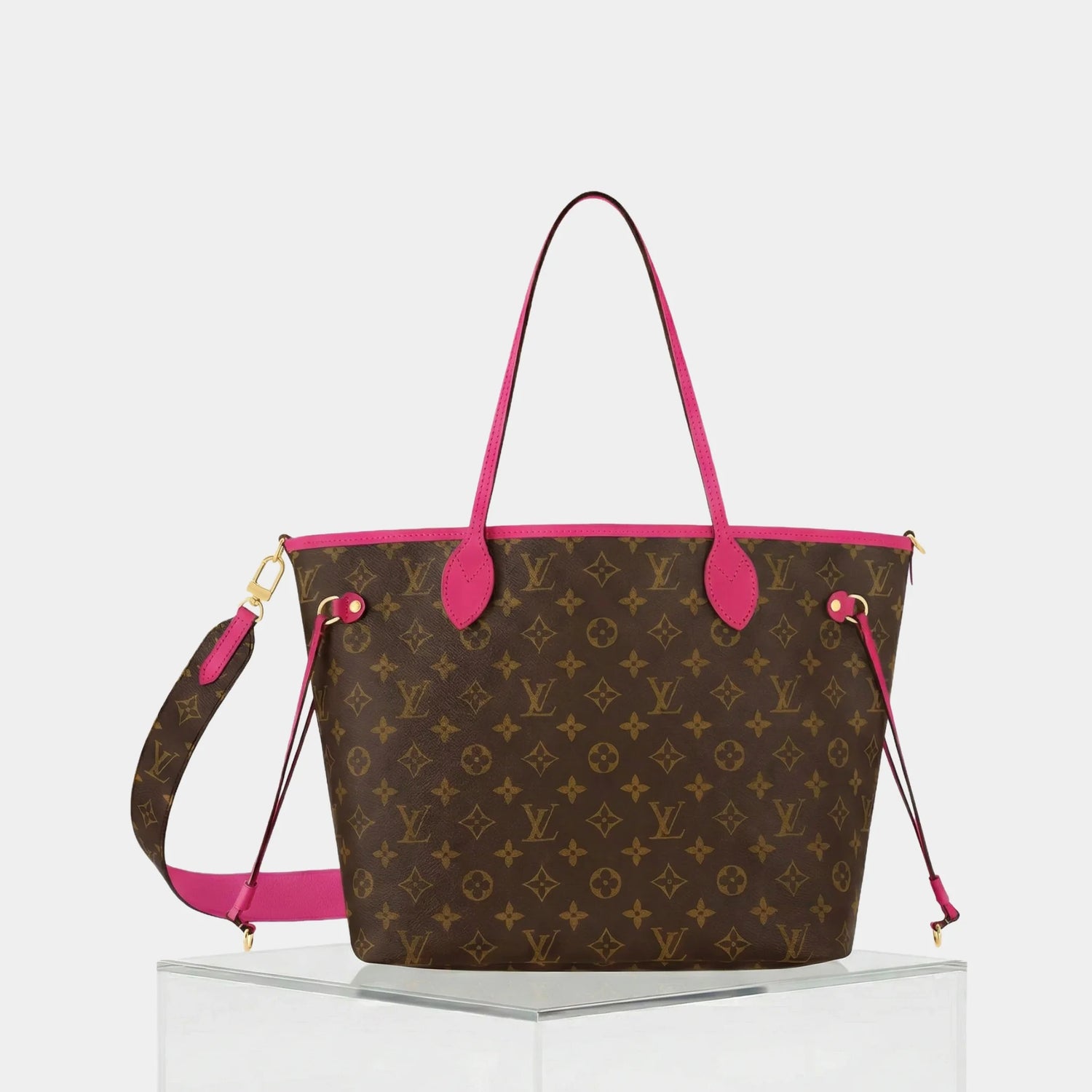 Louis Vuitton Neverfull Bandoulière Monogram Inside Out MM Handbag, Pondichery Pink, Reverse