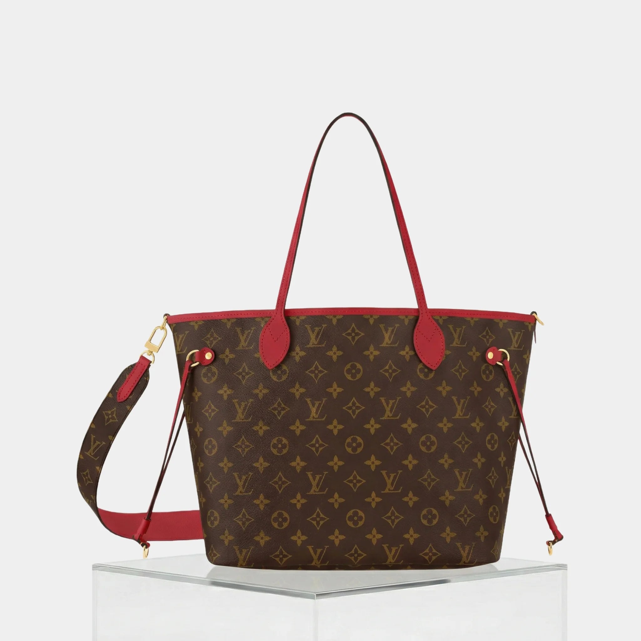 Louis Vuitton Neverfull Bandoulière Monogram Inside Out MM Handbag, Sari Red, Reverse