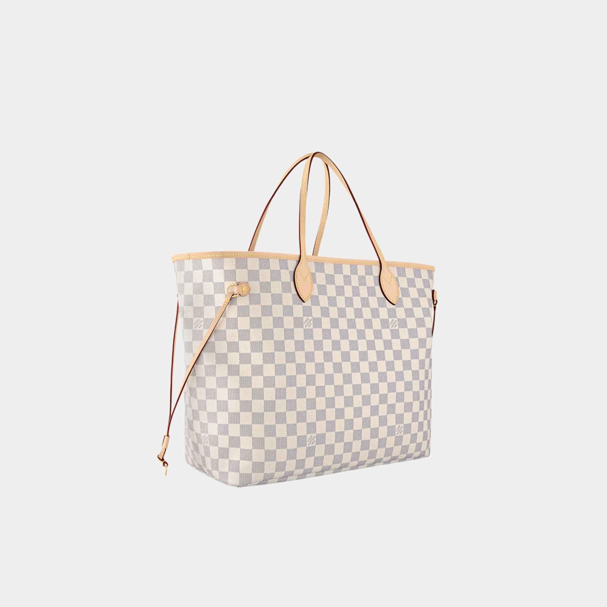 Louis Vuitton Neverfull GM Tote In Damier Azur, Rose Ballerine, Side