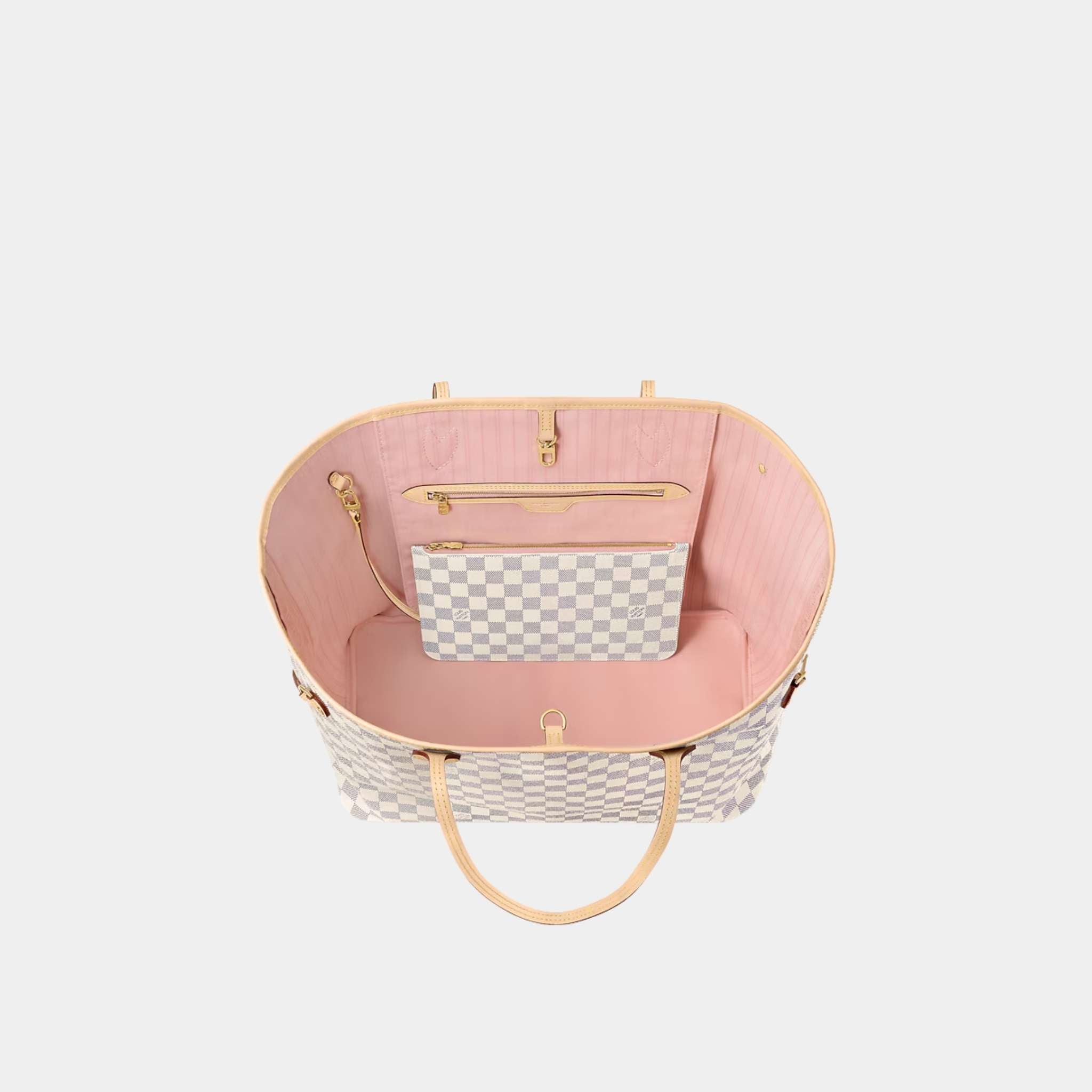 Louis Vuitton Neverfull GM Tote In Damier Azur, Rose Ballerine, Top