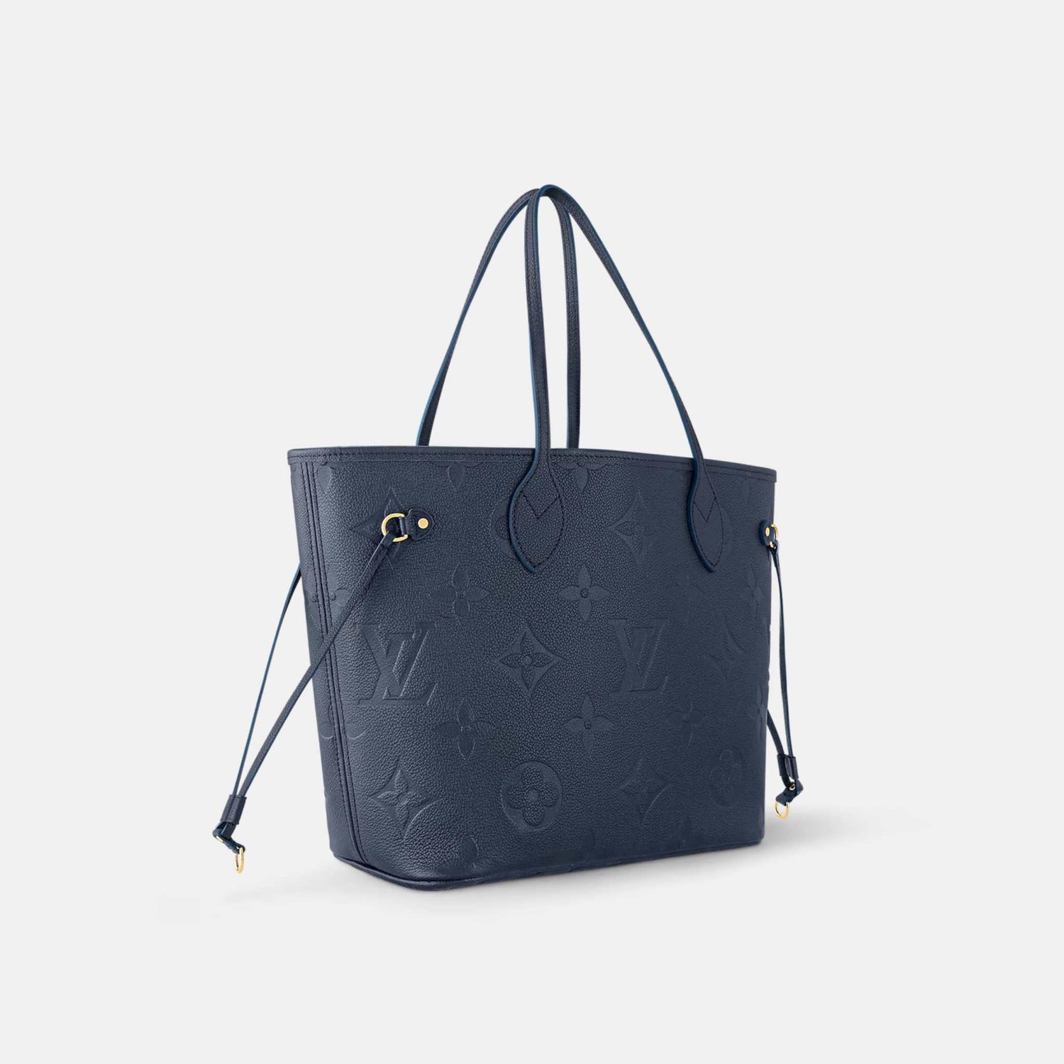 Louis Vuitton Neverfull MM Embossed Grained Cowhide Leather, Navy, Side