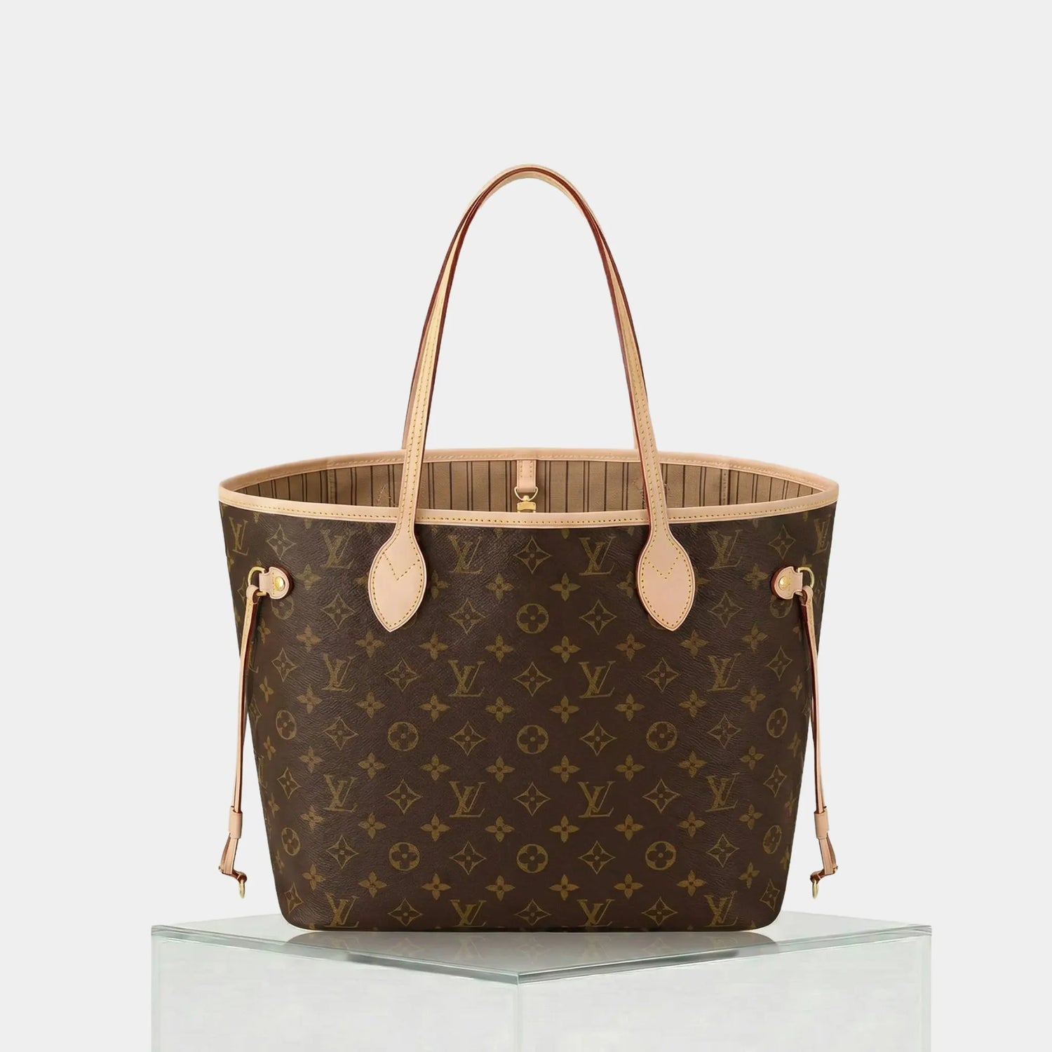 Louis Vuitton Neverfull MM Monogram Canvas, Beige, Front