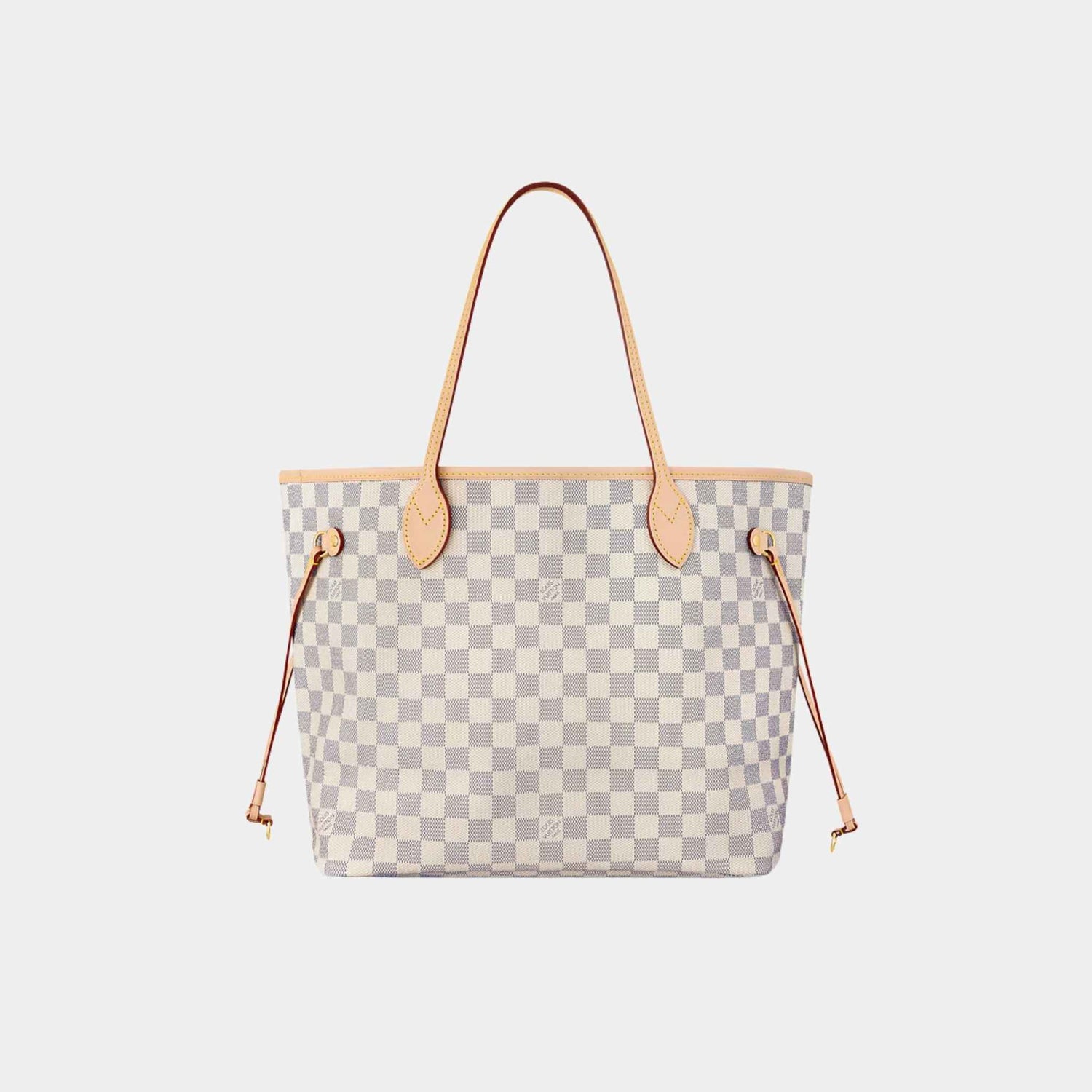 Louis Vuitton Neverfull MM Tote In Damier Azur, Beige, Front