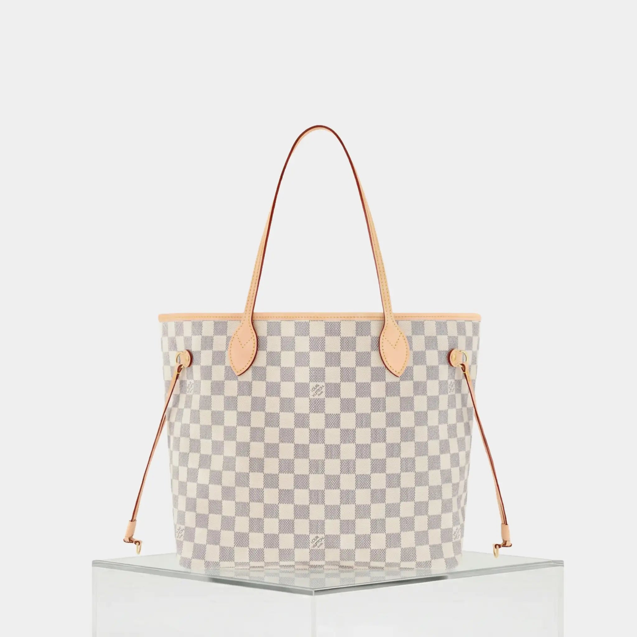Louis Vuitton Neverfull MM Tote In Damier Azur, Rose Ballerine, Back