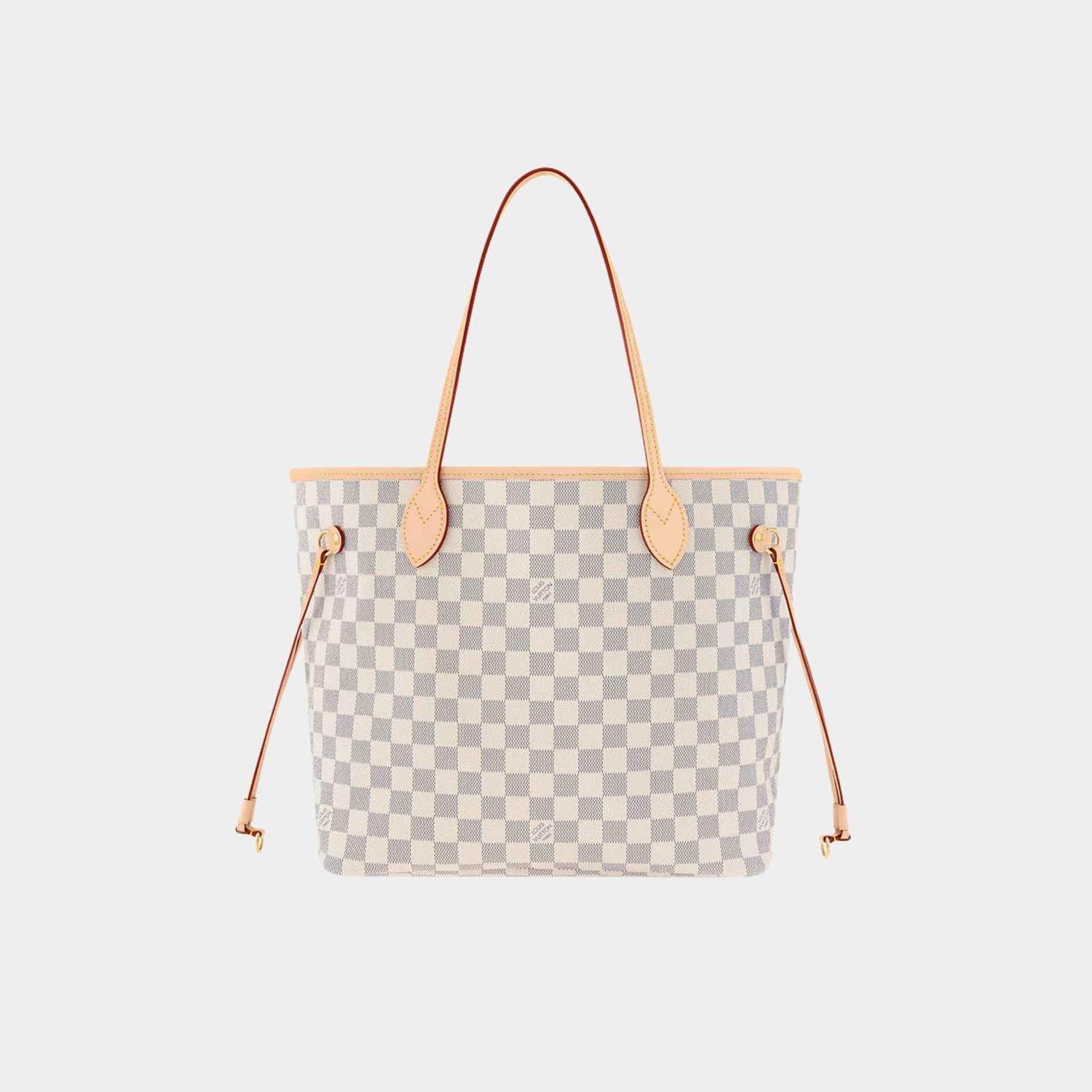 Louis Vuitton Neverfull MM Tote In Damier Azur, Rose Ballerine, Front