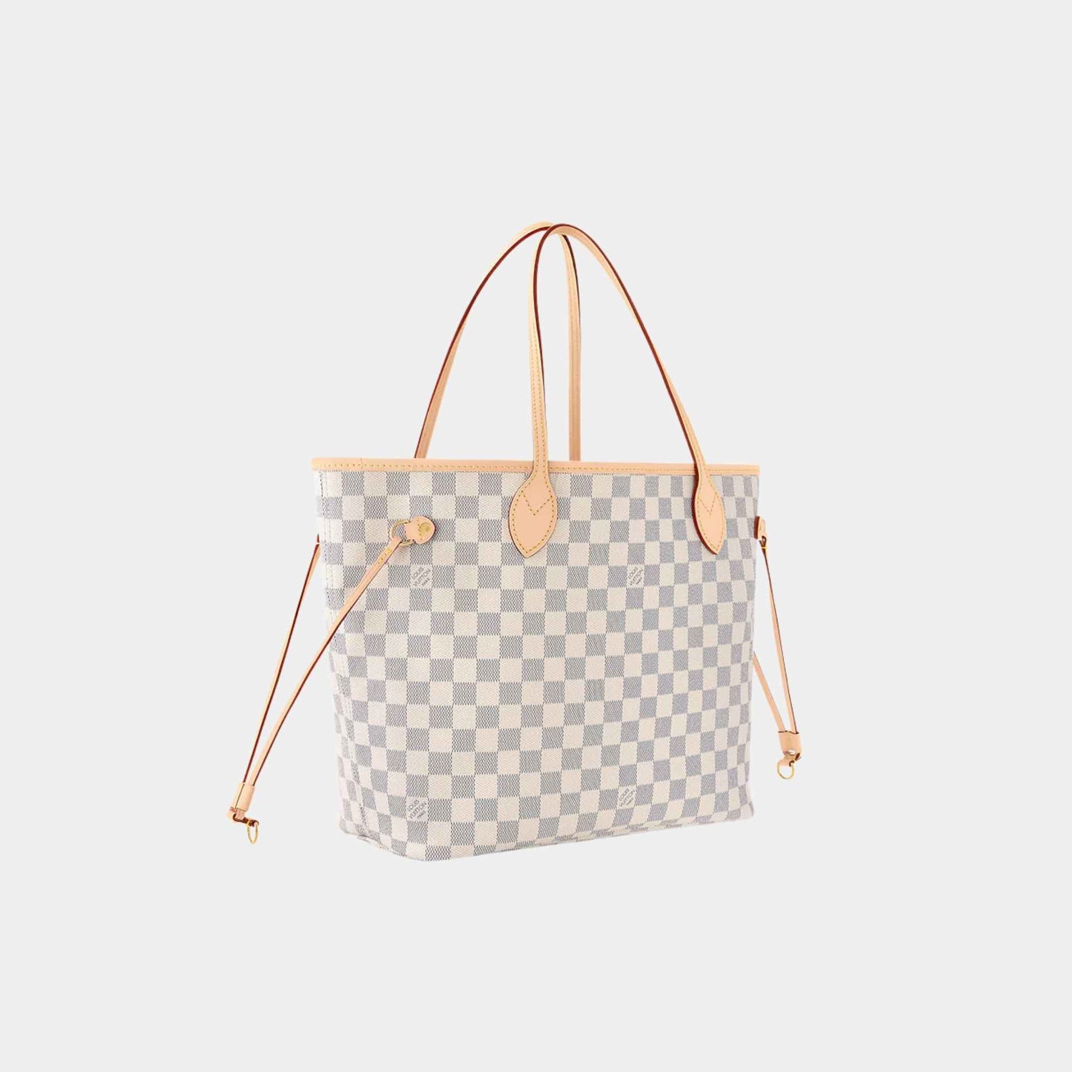 Louis Vuitton Neverfull MM Tote In Damier Azur, Rose Ballerine, Side