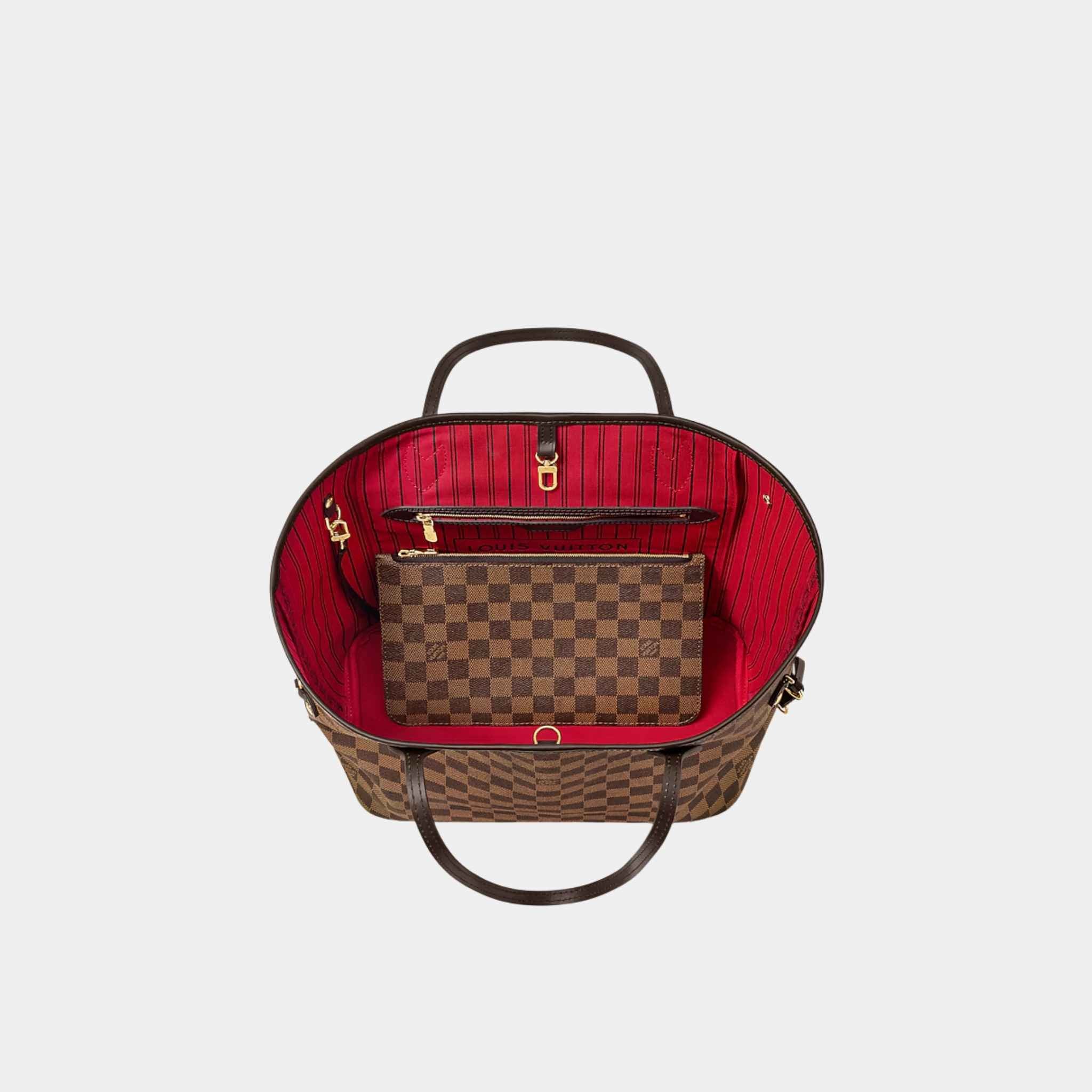 Louis Vuitton Neverfull MM Tote In Damier Ebene, Cherry, Top