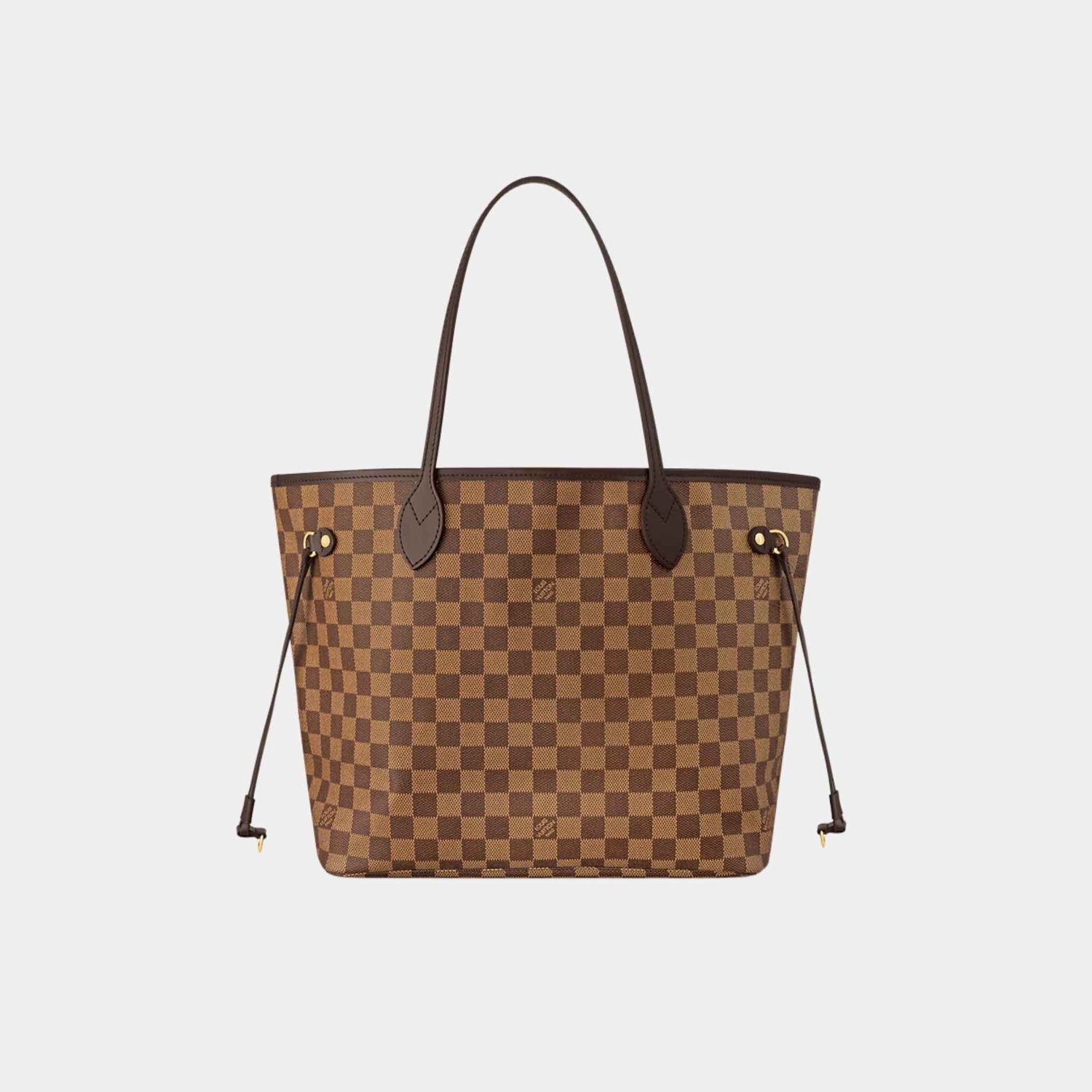 Louis Vuitton Neverfull MM Tote In Damier Ebene, Rose Ballerine, Front