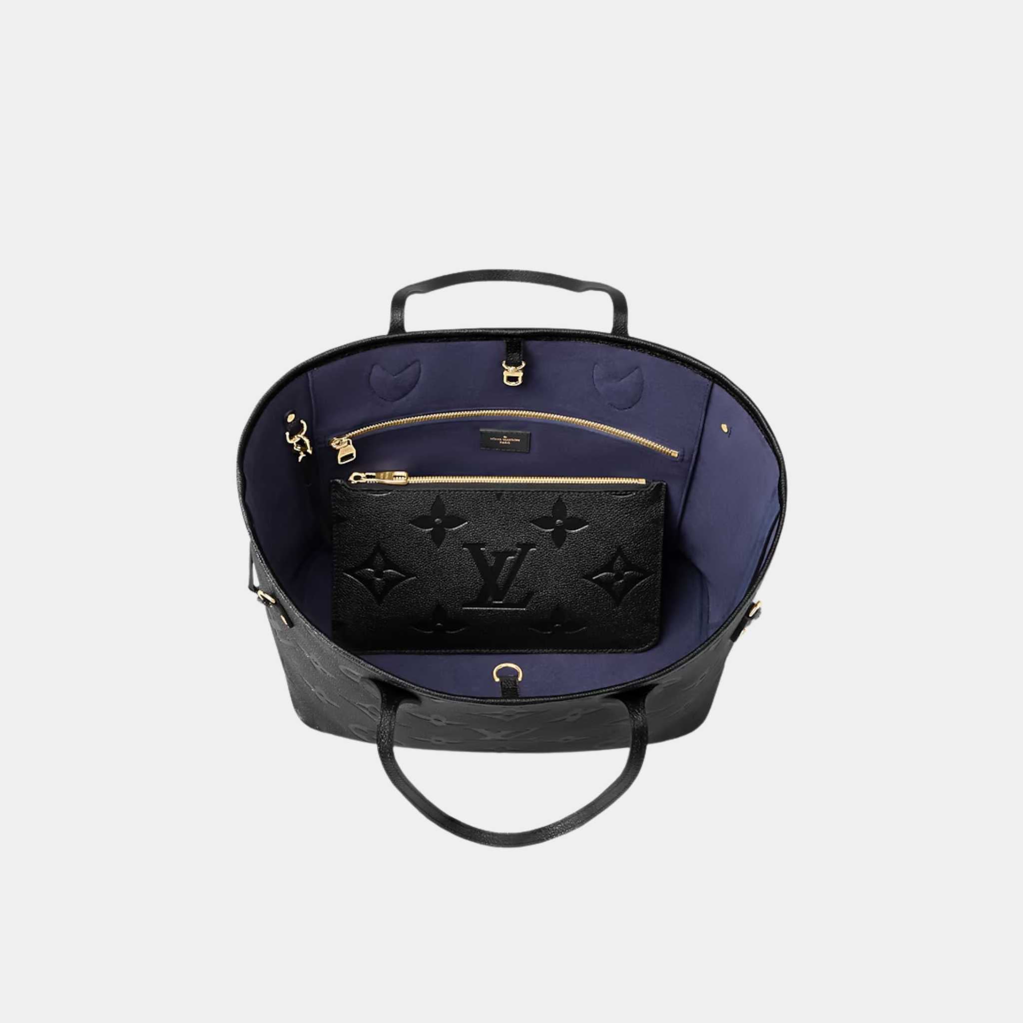 Louis Vuitton Neverfull MM Tote Bag Monogram Empreinte, Black, Top