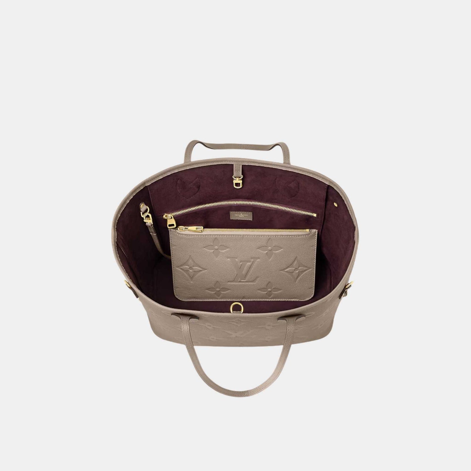 Louis Vuitton Neverfull MM Tote Bag Monogram Empreinte, Tourterelle, Top