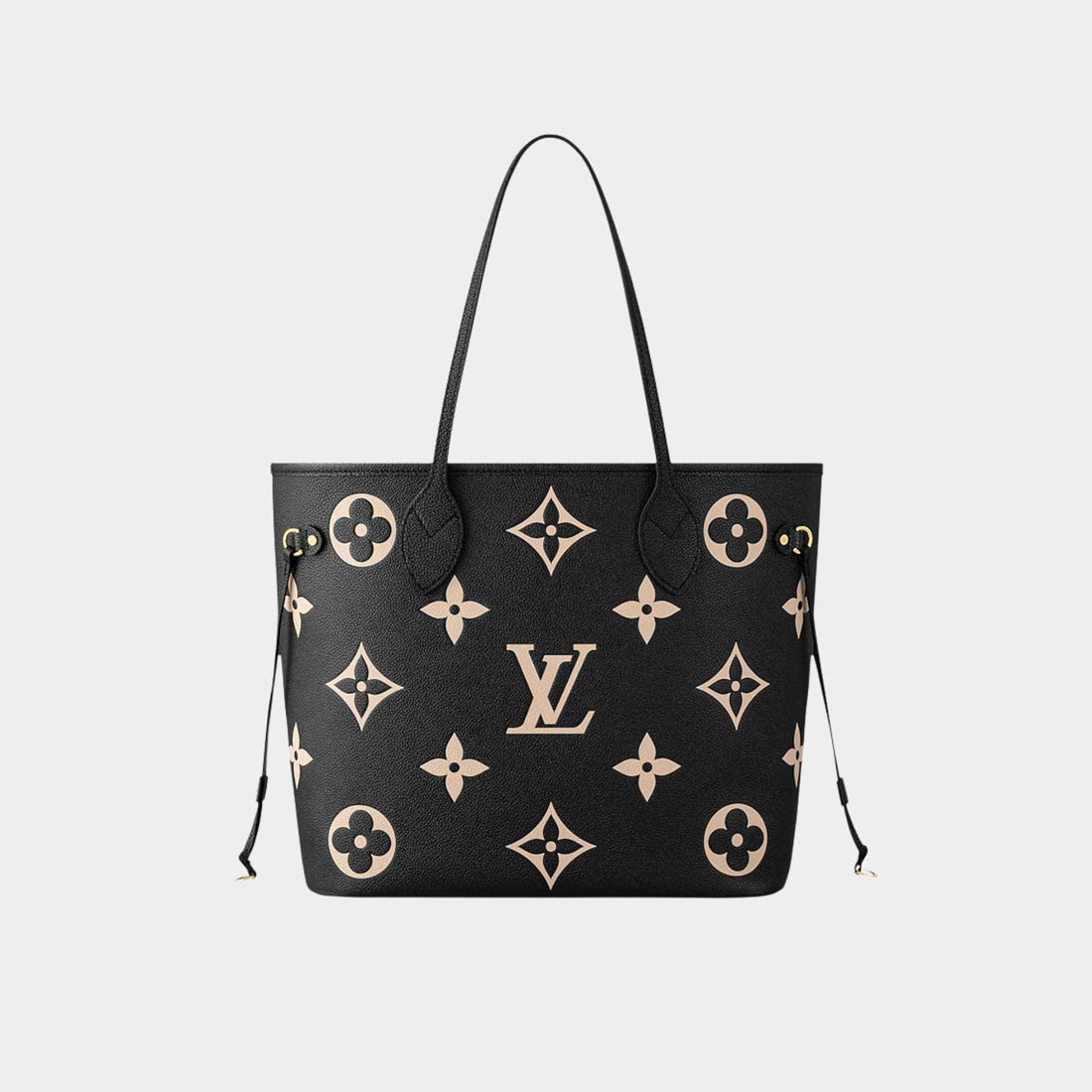 Louis Vuitton Neverfull MM Tote In Two-Tone Monogram Empreinte, Black, Beige, Front