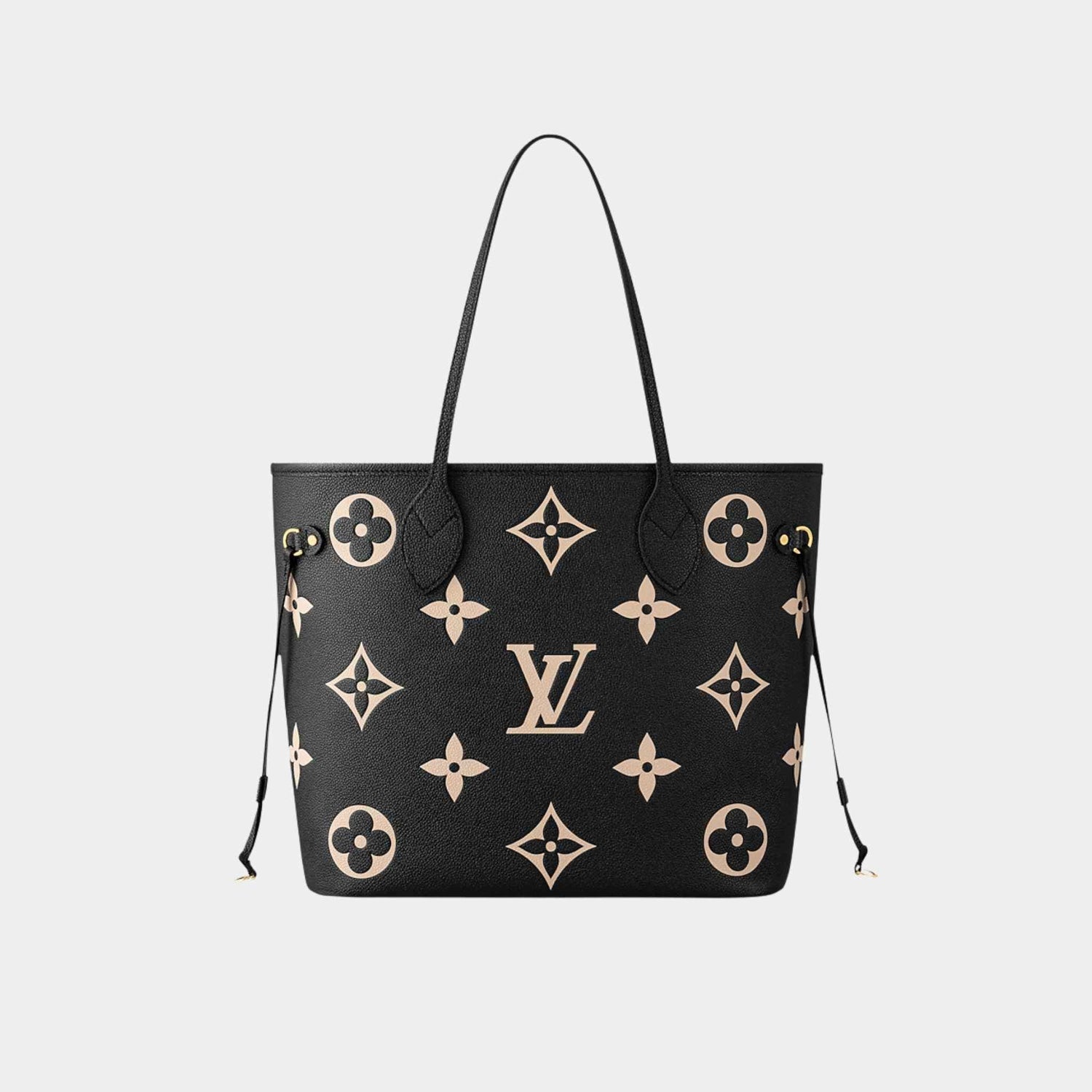 Louis Vuitton Neverfull MM Tote In Two-Tone Monogram Empreinte, Black, Beige, Front