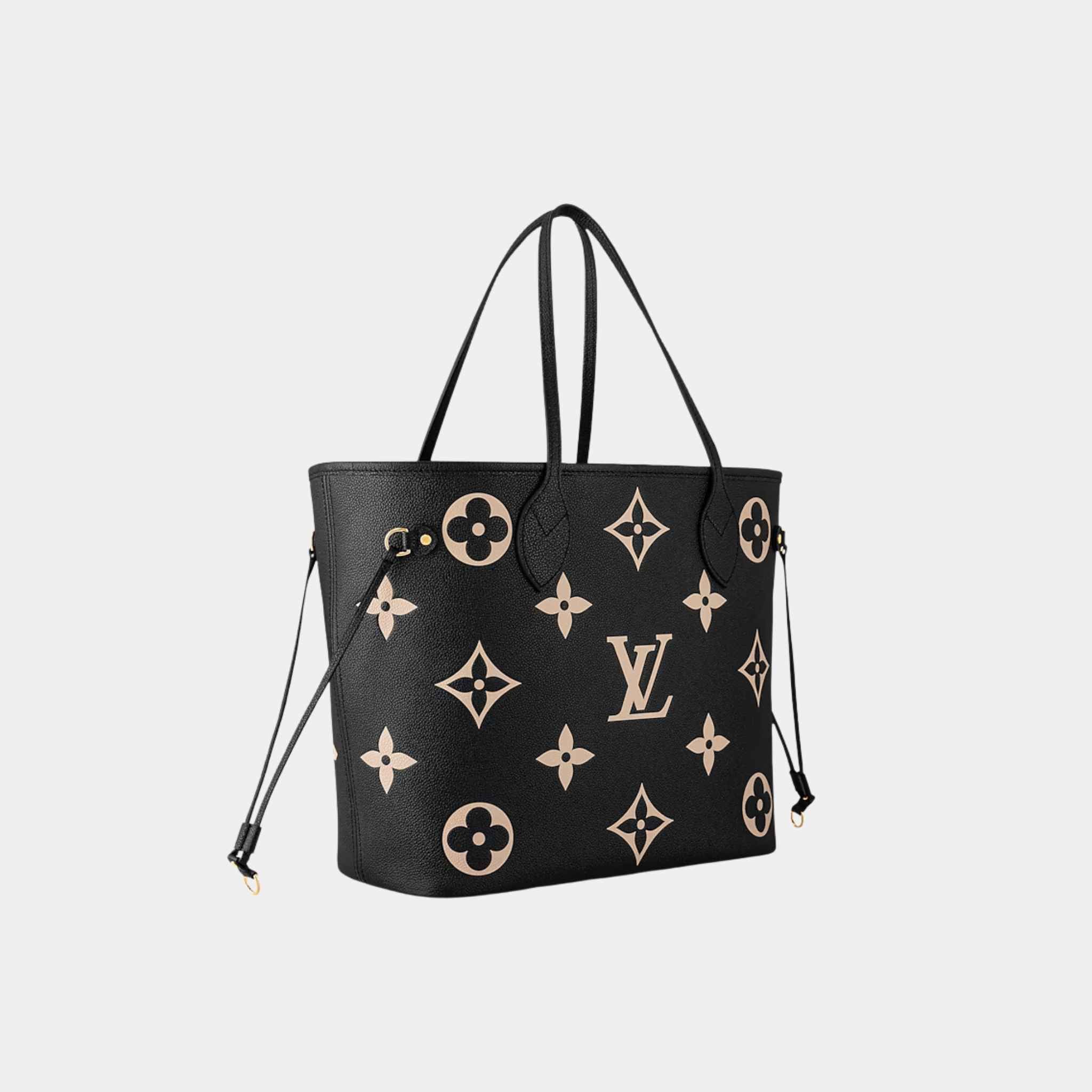 Louis Vuitton Neverfull MM Tote In Two-Tone Monogram Empreinte, Black, Beige, Side