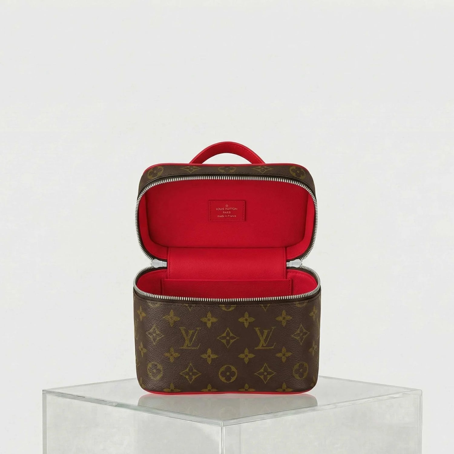 Louis Vuitton Nice Mini Handbag Monogram Canvas, Red, Inside