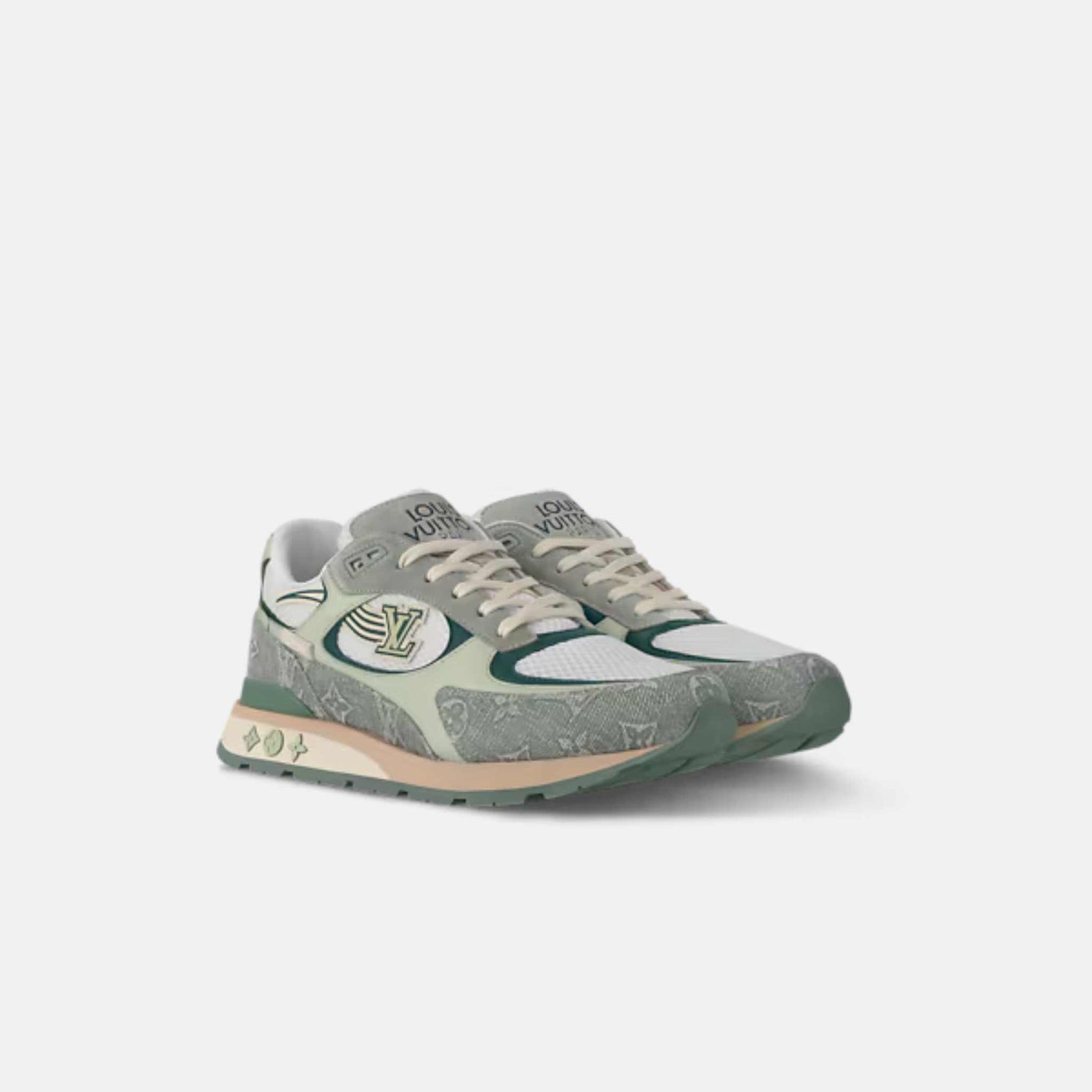 Louis Vuitton Run Away Sneaker Monogram Denim And Mesh, Green, Front