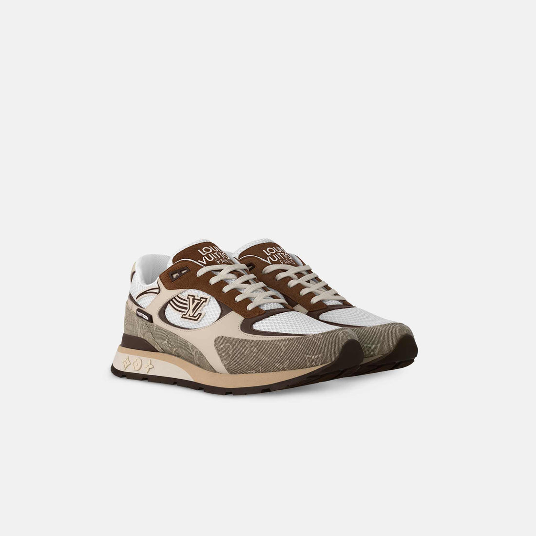 Louis Vuitton Run Away Sneaker Monogram Denim And Mesh, Moka Brown, Front