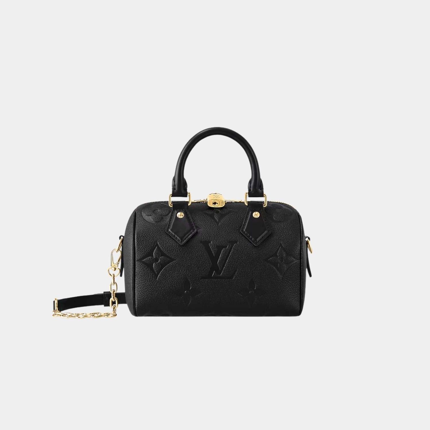 Louis Vuitton Speedy Bandouliere 20 Bag In Monogram Empreinte Leather, Black, Front