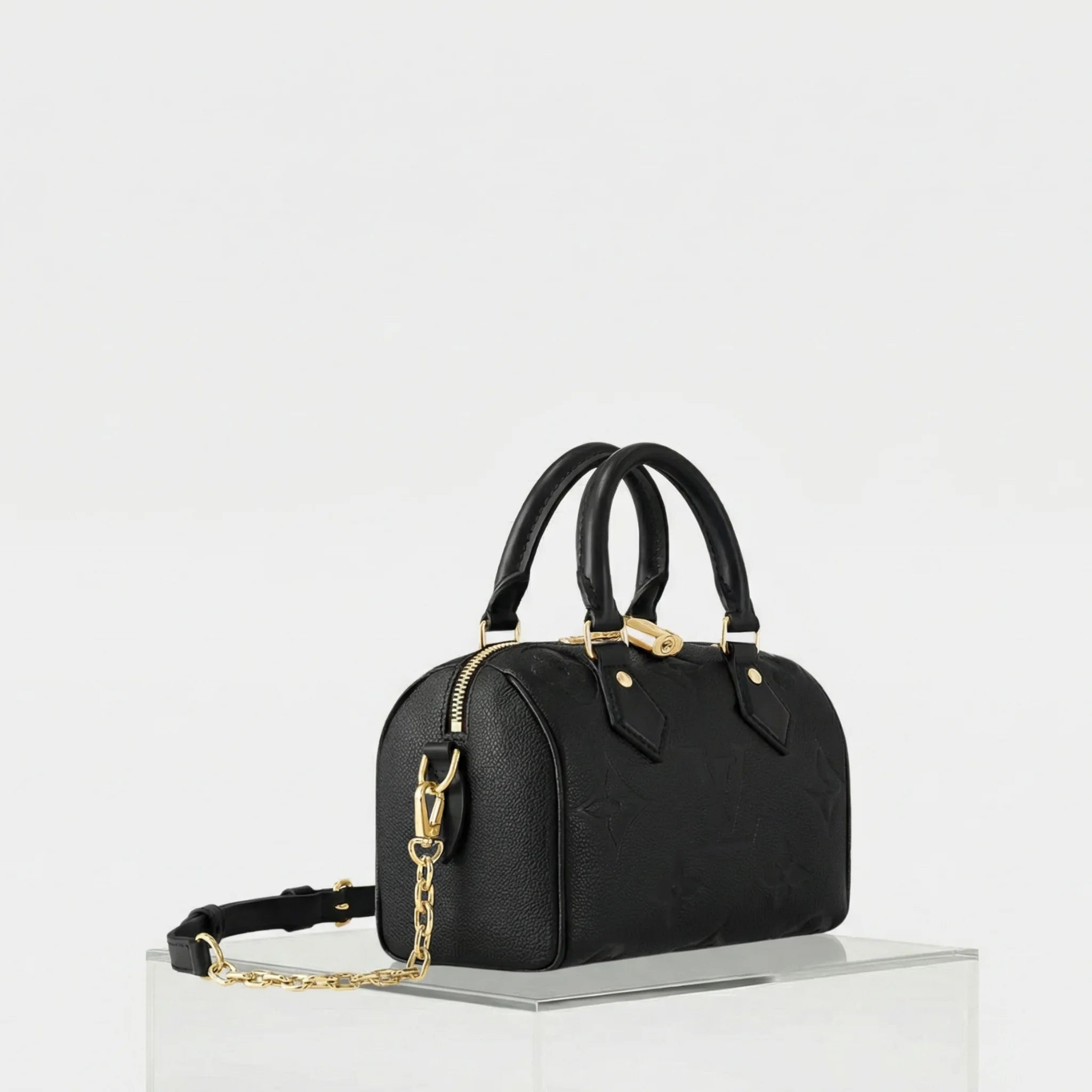 Louis Vuitton Speedy Bandouliere 20 Monogram Empreinte Leather, Black, Side
