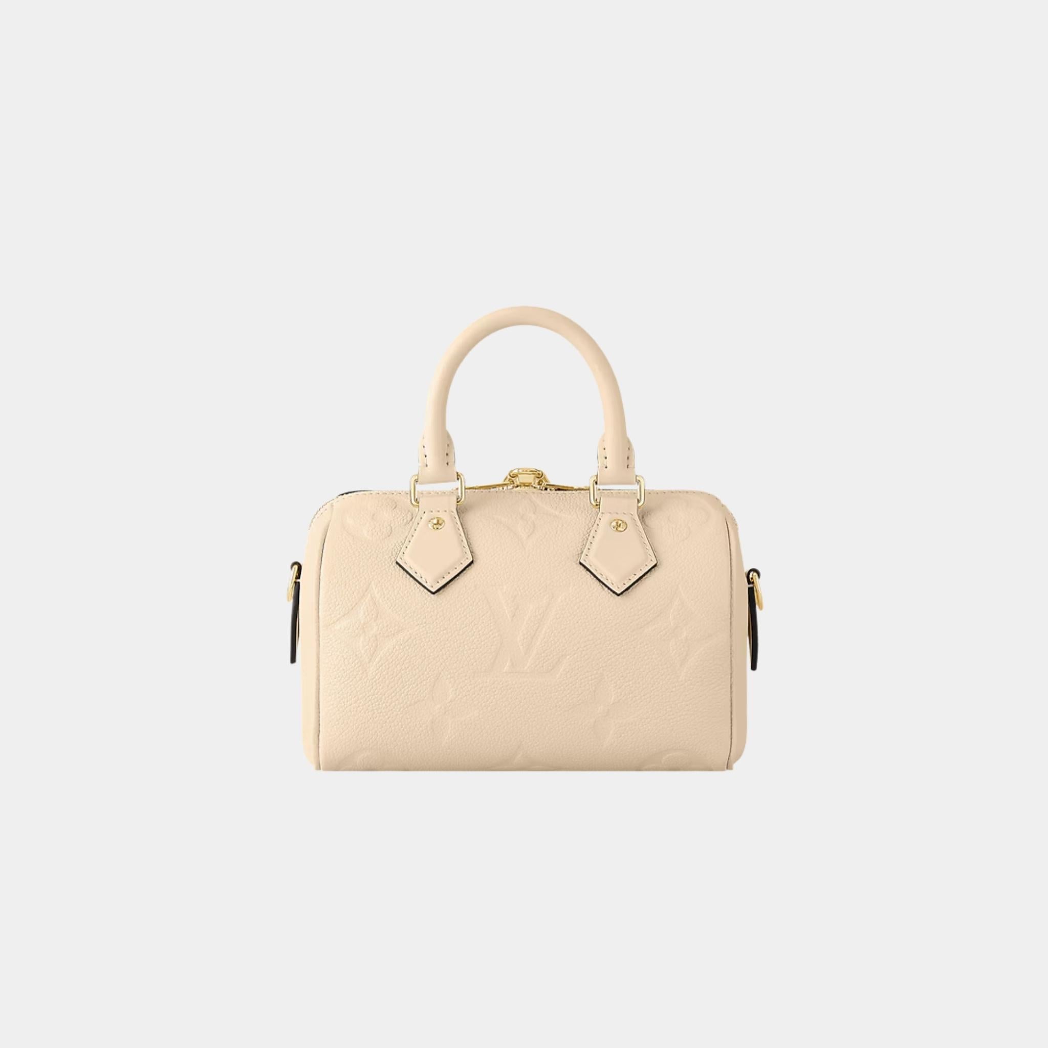 Louis Vuitton Speedy Bandouliere 20 Bag In Monogram Empreinte Leather, Cream, Back