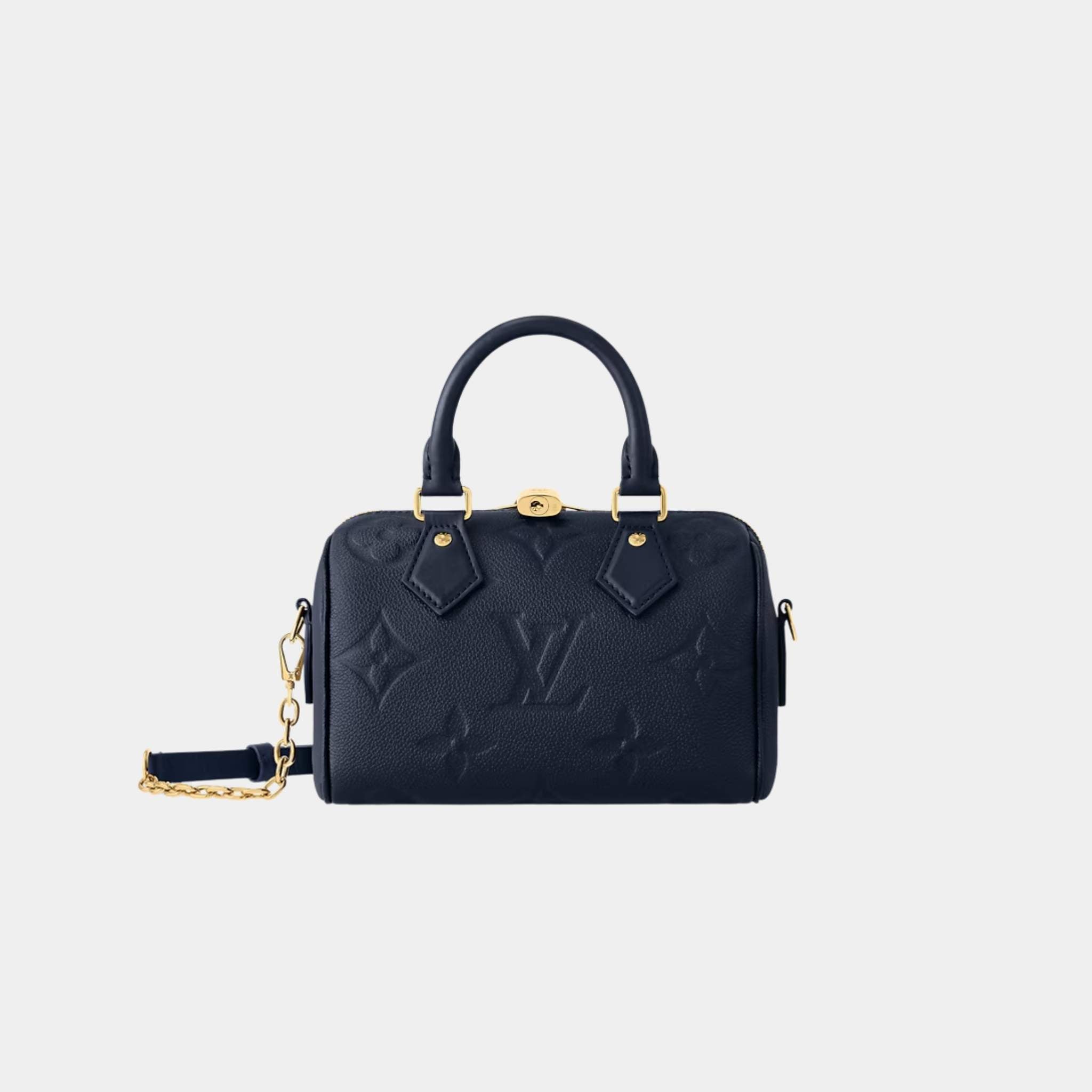Louis Vuitton Speedy Bandouliere 20 Bag In Monogram Empreinte Leather, Navy, Front
