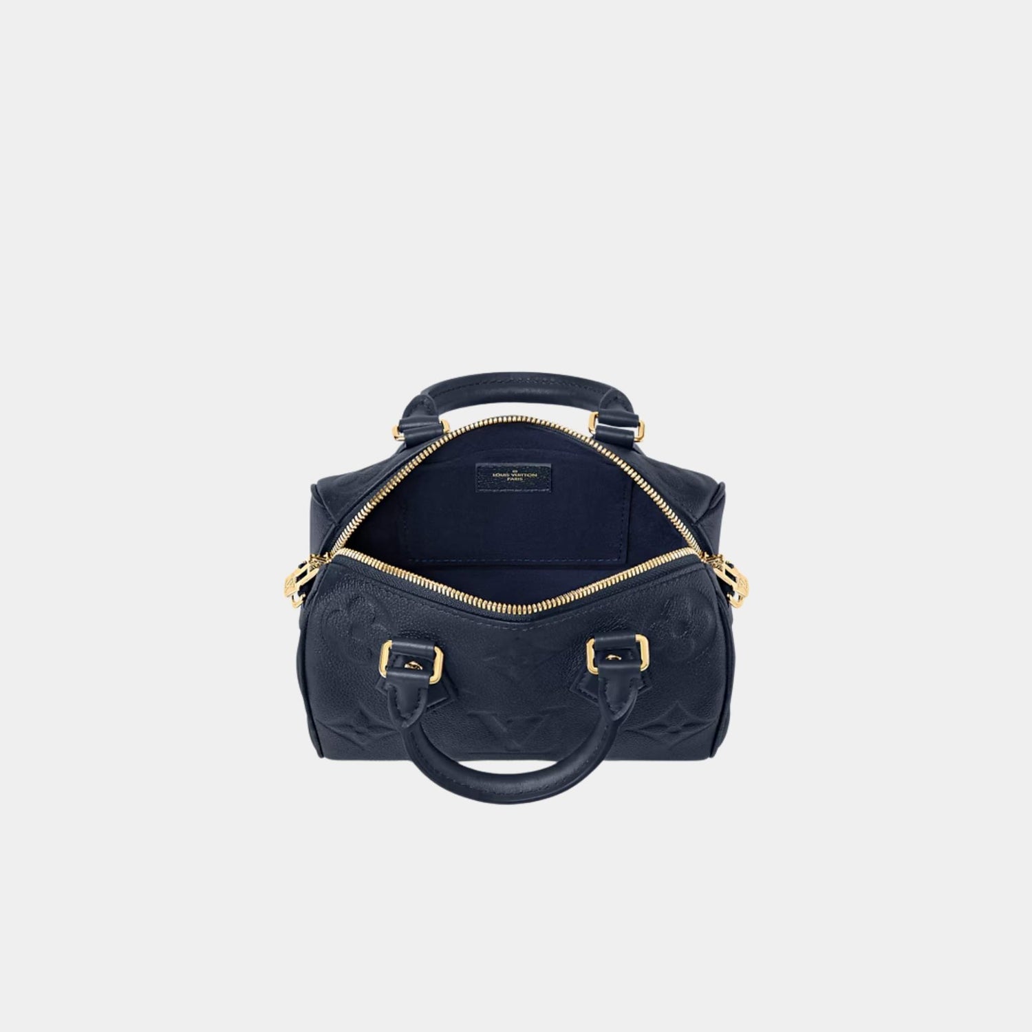 Louis Vuitton Speedy Bandouliere 20 Bag In Monogram Empreinte Leather, Navy, Top