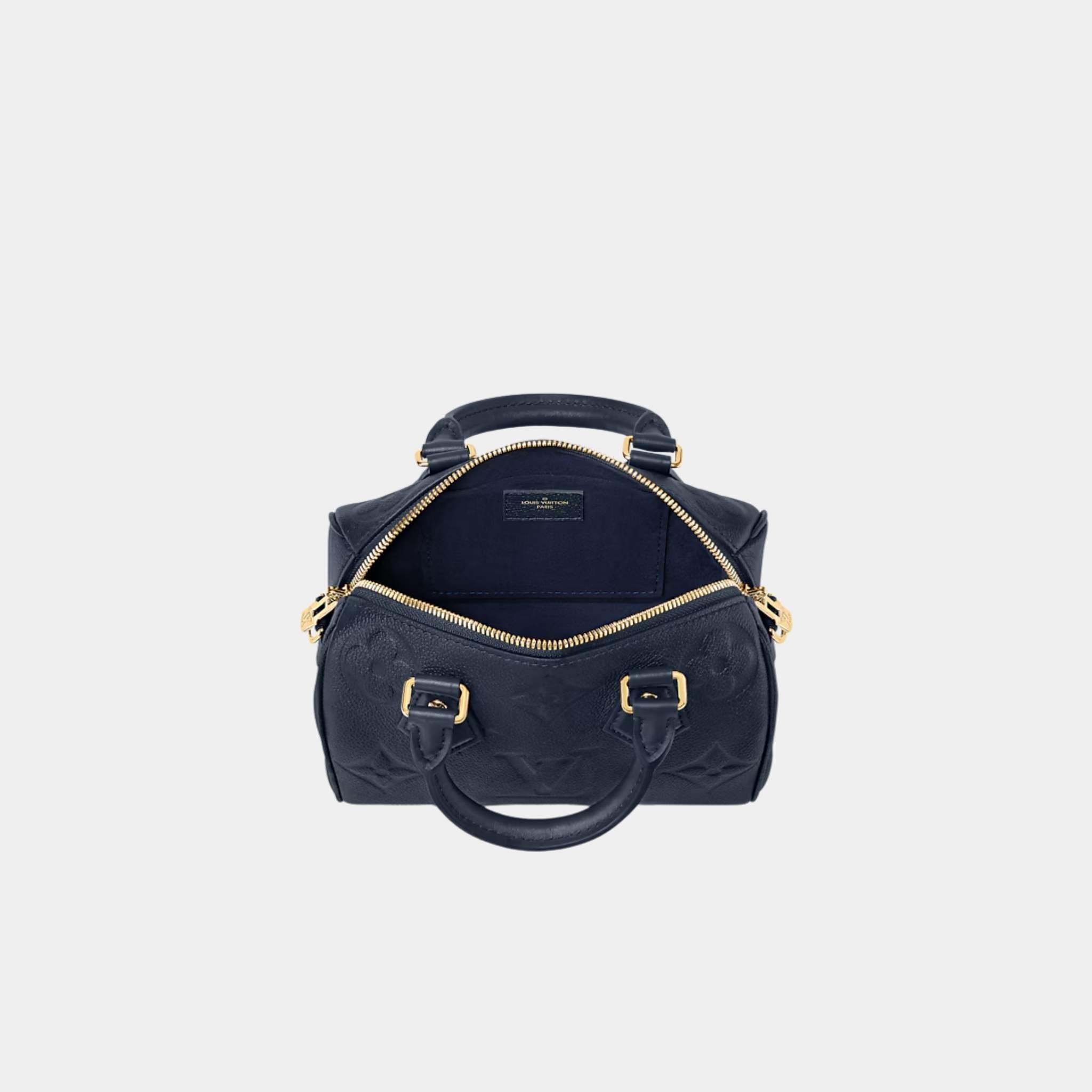Louis Vuitton Speedy Bandouliere 20 Bag In Monogram Empreinte Leather, Navy, Top