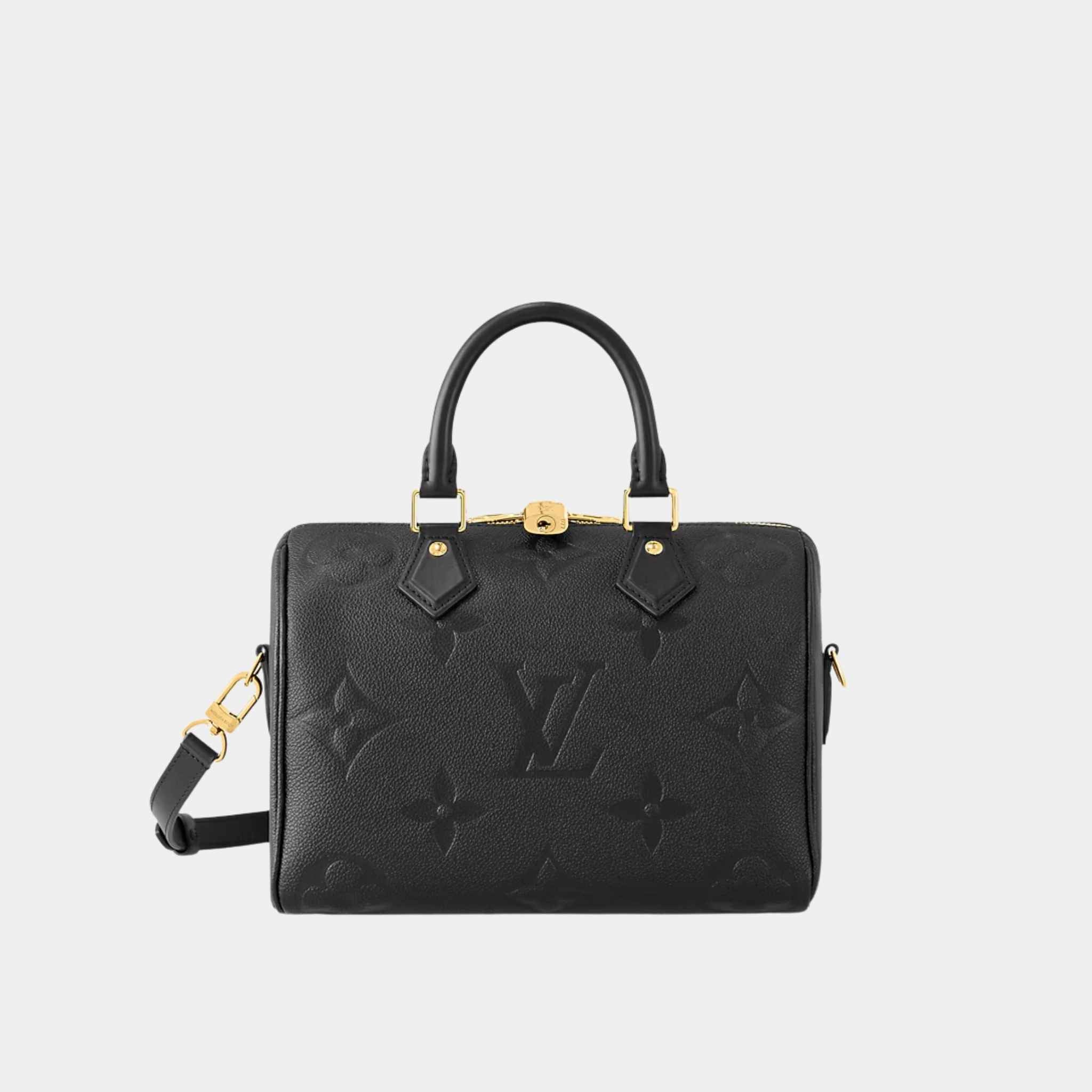 Louis Vuitton Speedy Bandouliere 25 Bag Monogram Empreinte, Black, Front