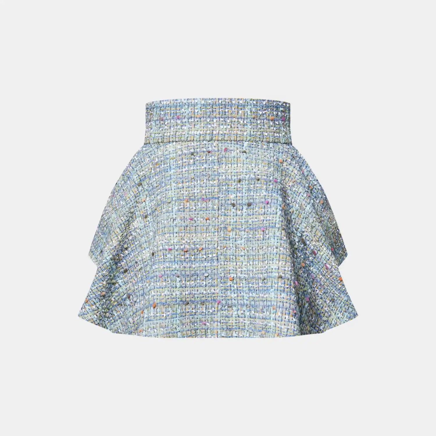 Louis Vuitton Tweed Mini Wrap Skirt Turquoise, Back