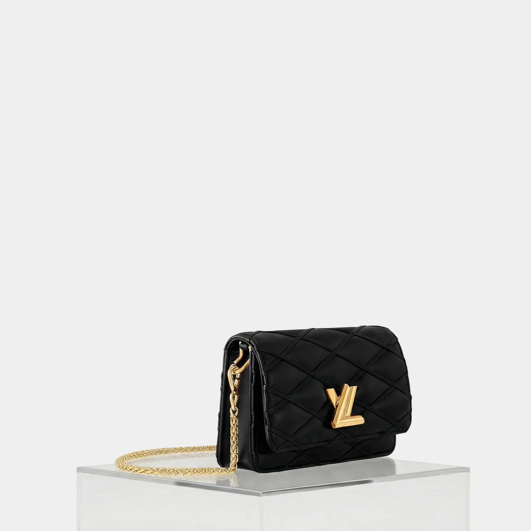 Louis Vuitton Wallet On Chain GO-14 Black Handbag Cruise, Side