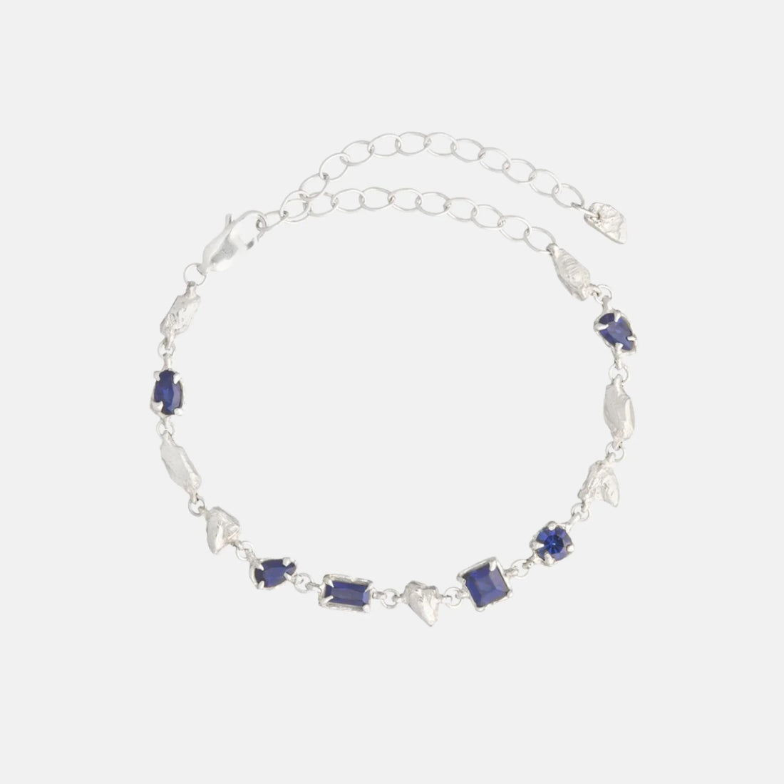 Loveness Lee Ara Argenti Recycled Silver Bracelet, Lab Groen Blue Sapphire