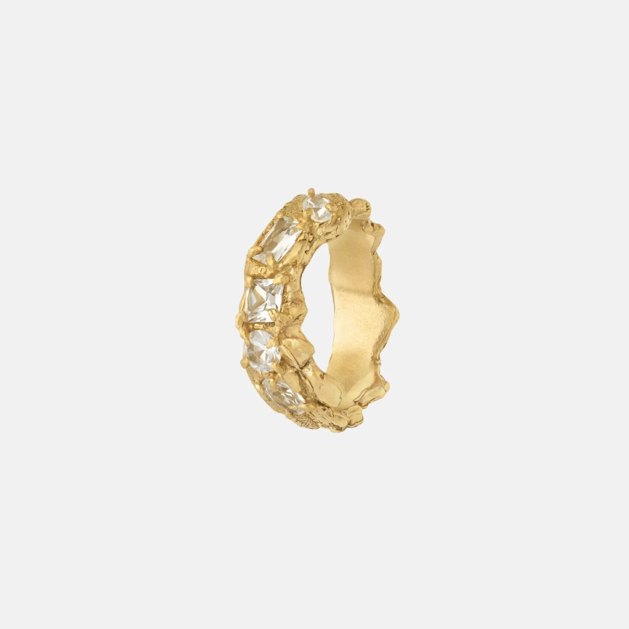 Loveness Lee Mara White Sapphire 18K Gold Plated Silver Ring, Front