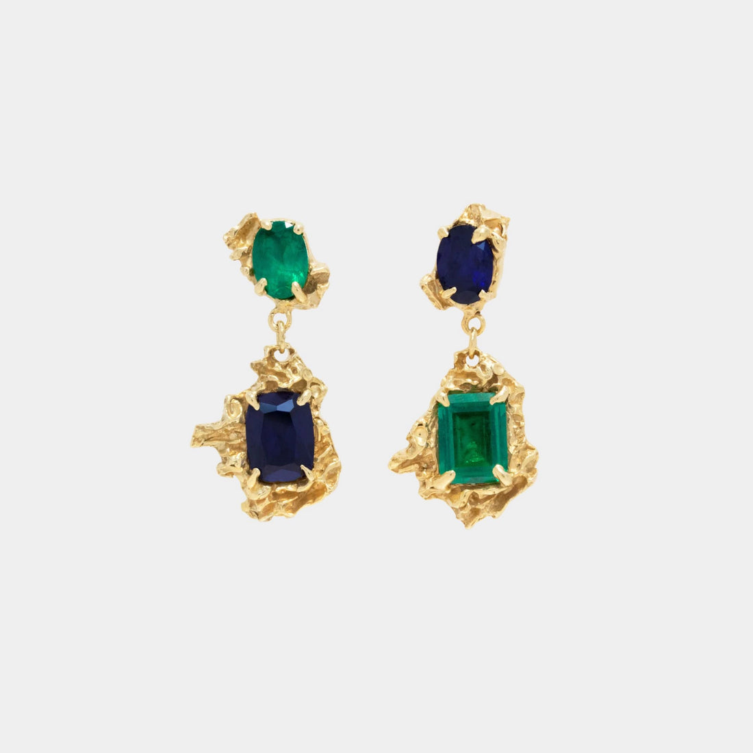 Loveness Lee Rina Sapphire Emerald Earrings, front