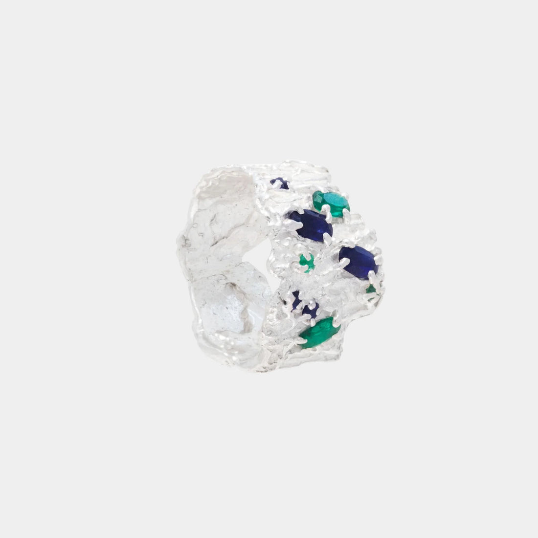 Shiitake Sapphire Emerald Argenti Ring