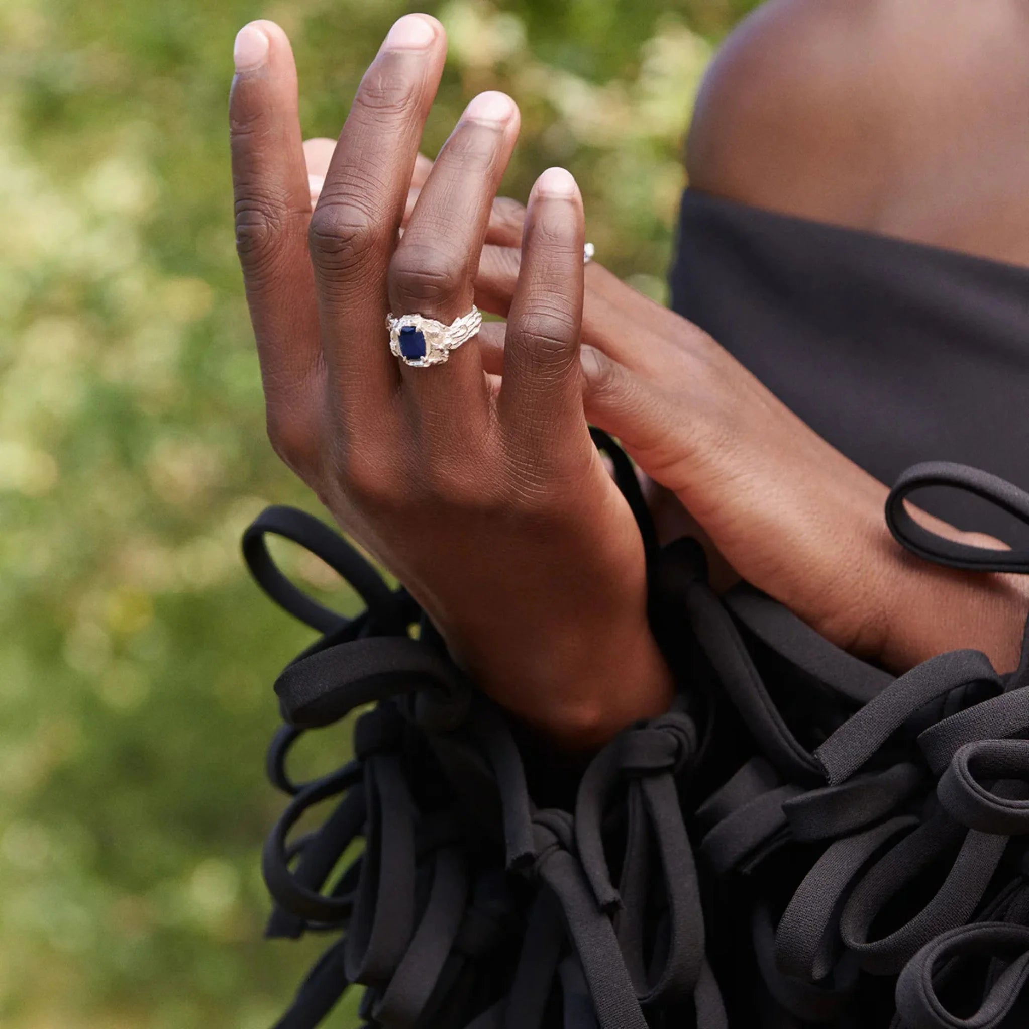 Shimeji Shappire Ring Silver , Model 
