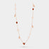 Lucky Spring Long Necklace 15 motifs Rose Gold Carnelian Pearl Onyx, Front