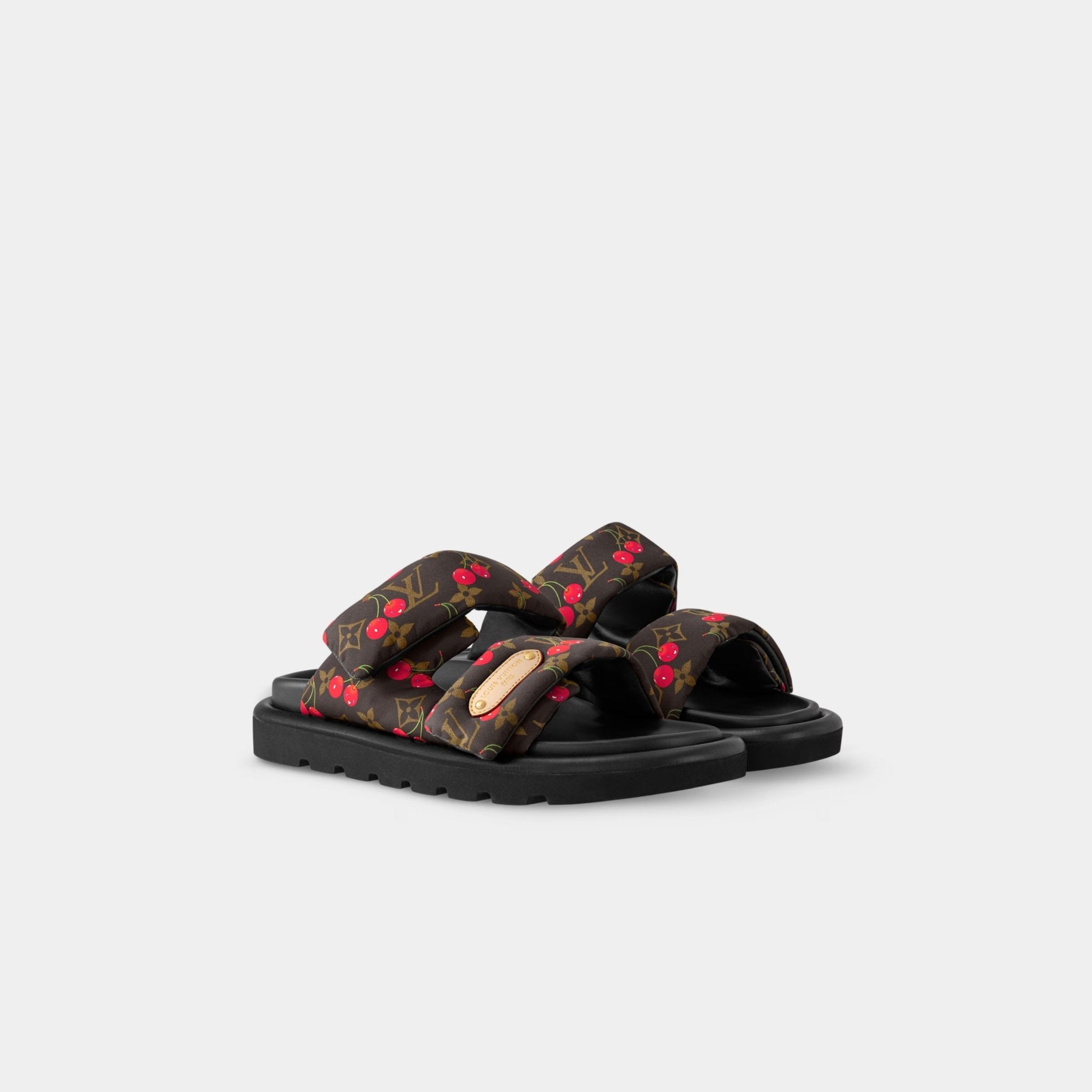 LV x TM  Pool Pillow Comfort Flat Mule Cherry Print, Front
