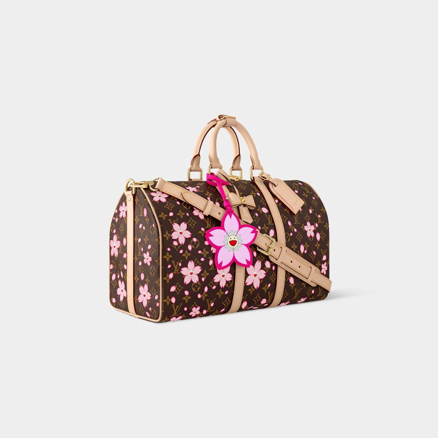 LV x TM Keepall Bandoulière 45 Monogram Cherry Blossom Motifs, Side