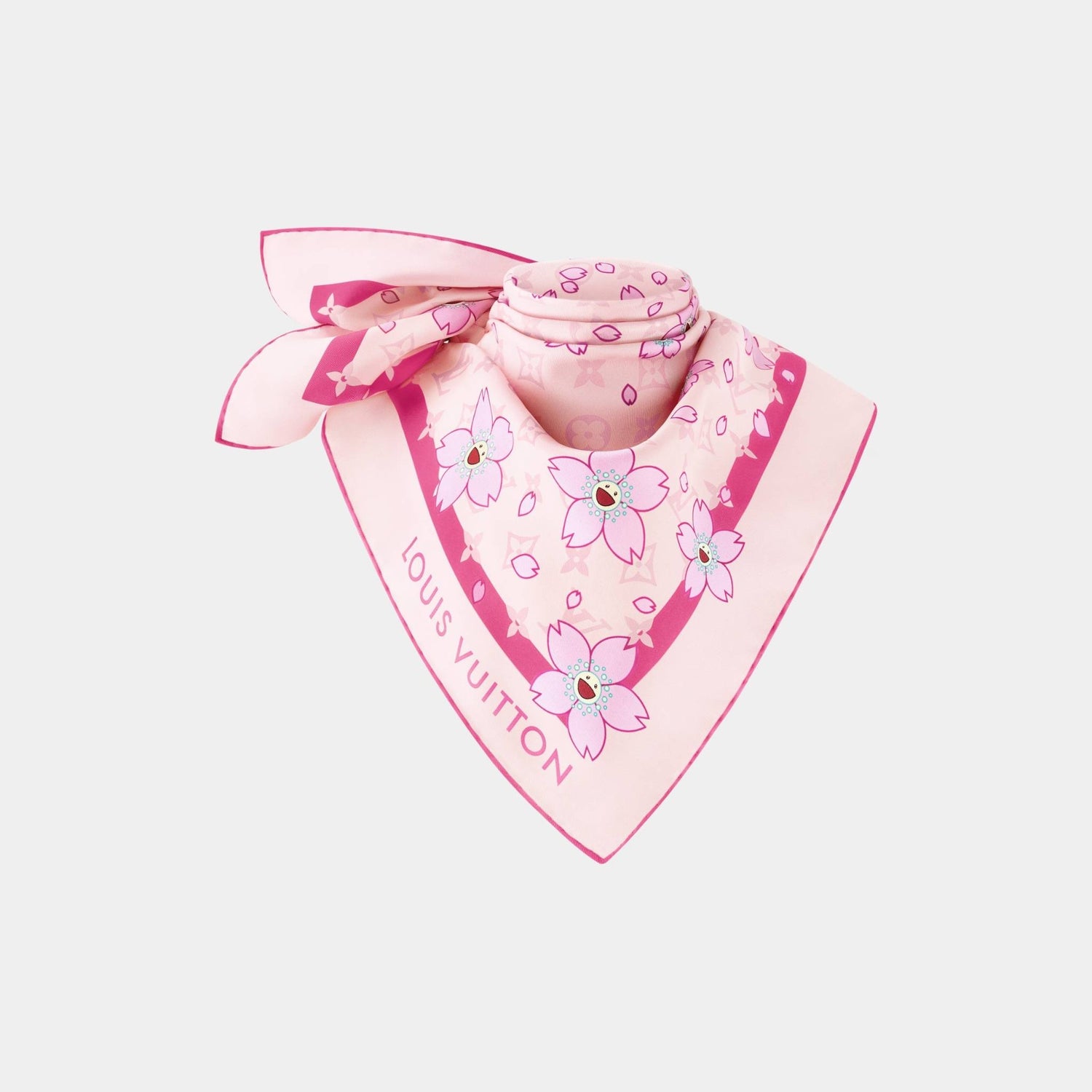 LV x TM Monogram Cherry Blossom Square 70, Folded