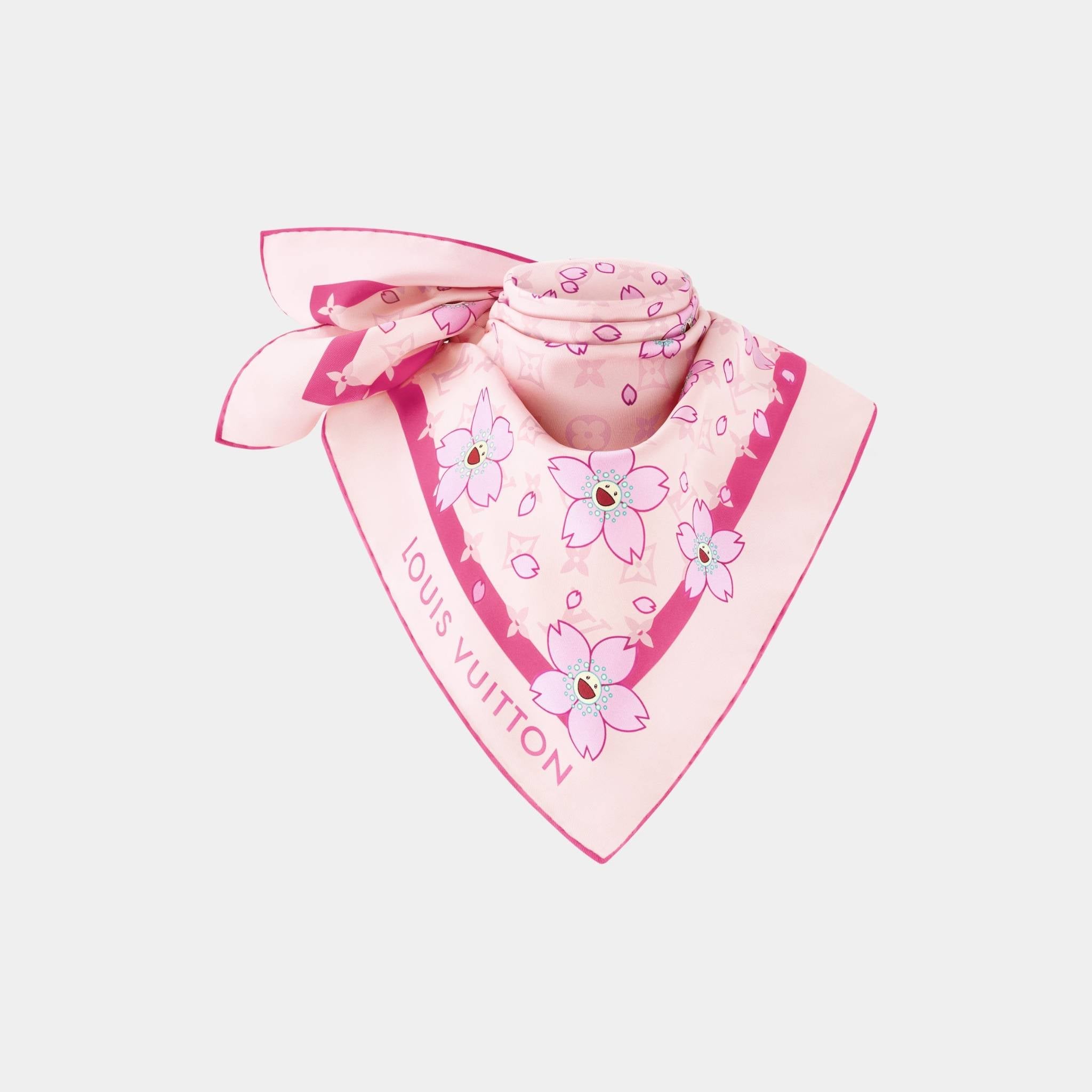 LV x TM Monogram Cherry Blossom Square 70, Folded