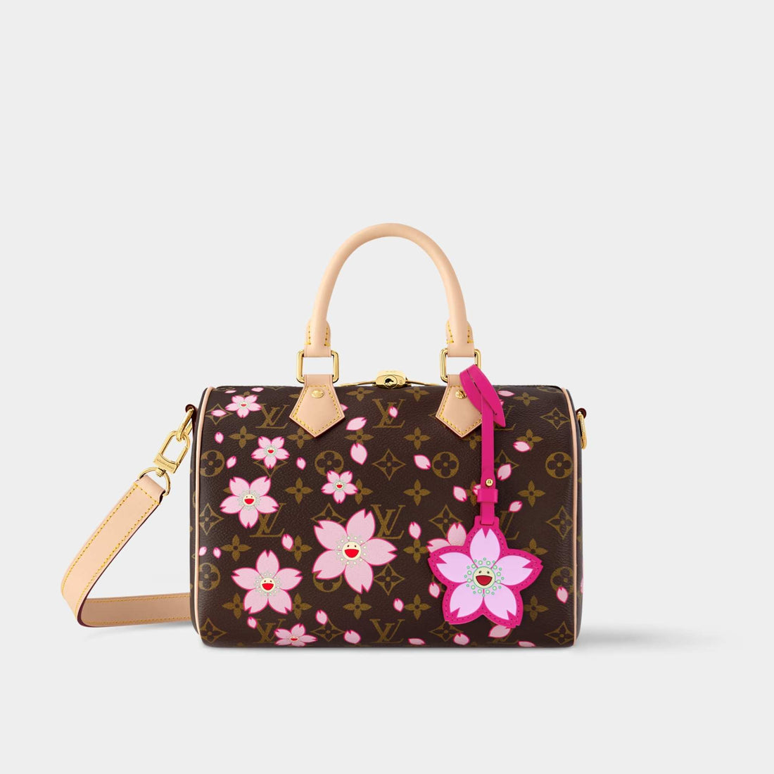 LV x TM Speedy Bandoulière 25 Monogram Cherry Blossom Motif, Front