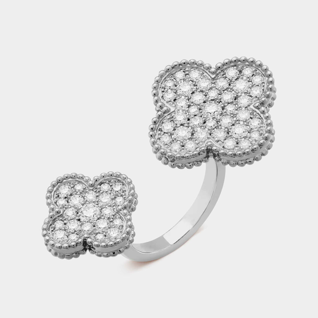 Magic Alhambra Between The Finger Ring White Gold Diamond, Front