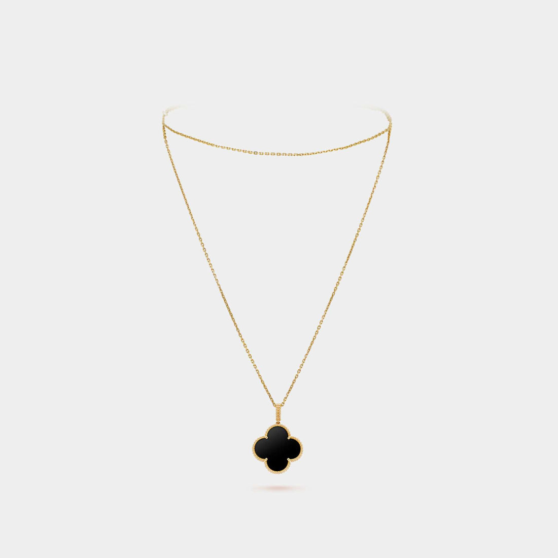 Magic Alhambra Long Necklace 1 Motif Yellow Gold Onyx,Front